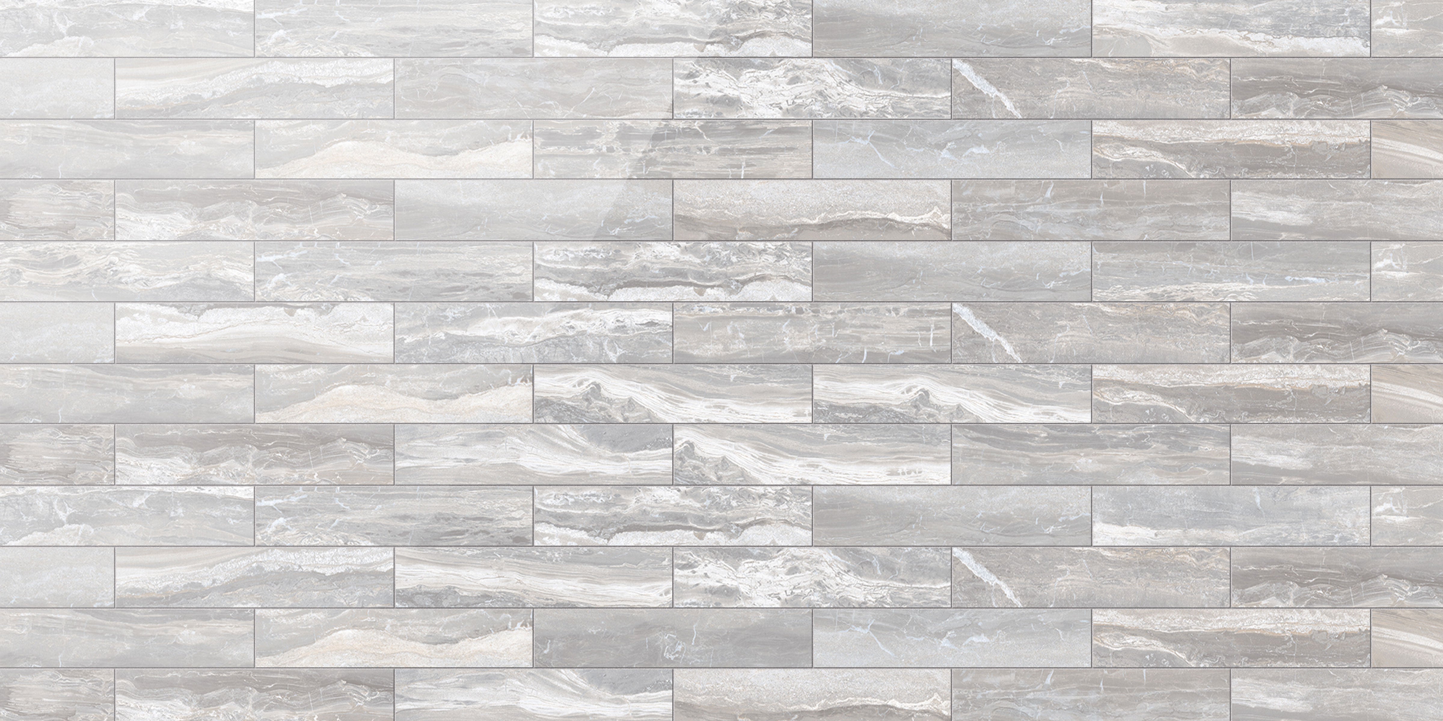 Breccia 3x12 Polished Porcelain Tile in Silver