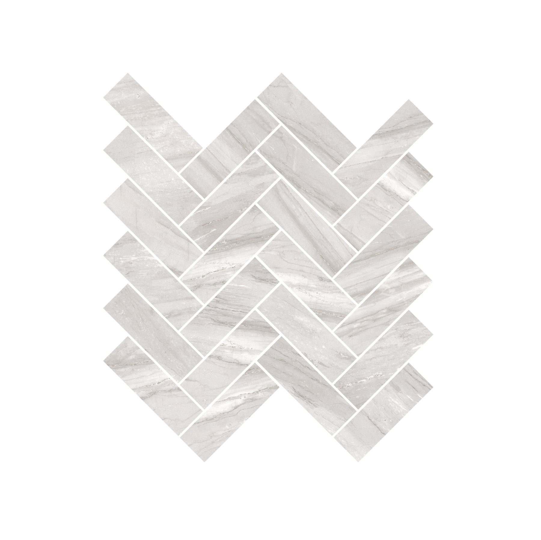 Epic 12x15 Polished Porcelain Herringbone Mesh Mosaic Tile in Alaska Grey