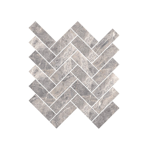 Epic 12x15 Polished Porcelain Herringbone Mesh Mosaic Tile in Imperial