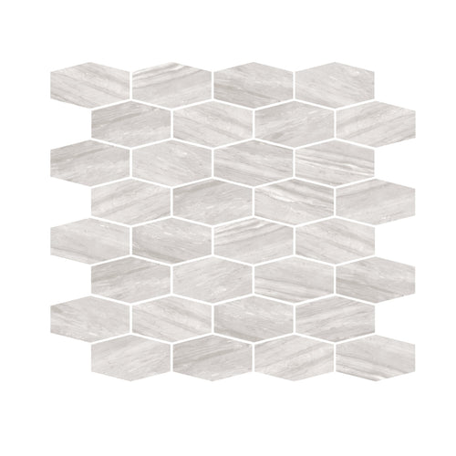 Epic 12x11 Polished Porcelain Hexagon Mesh Mosaic Tile in Alaska Grey