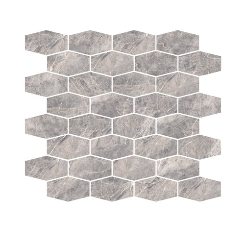 Epic 12x11 Polished Porcelain Hexagon Mesh Mosaic Tile in Imperial