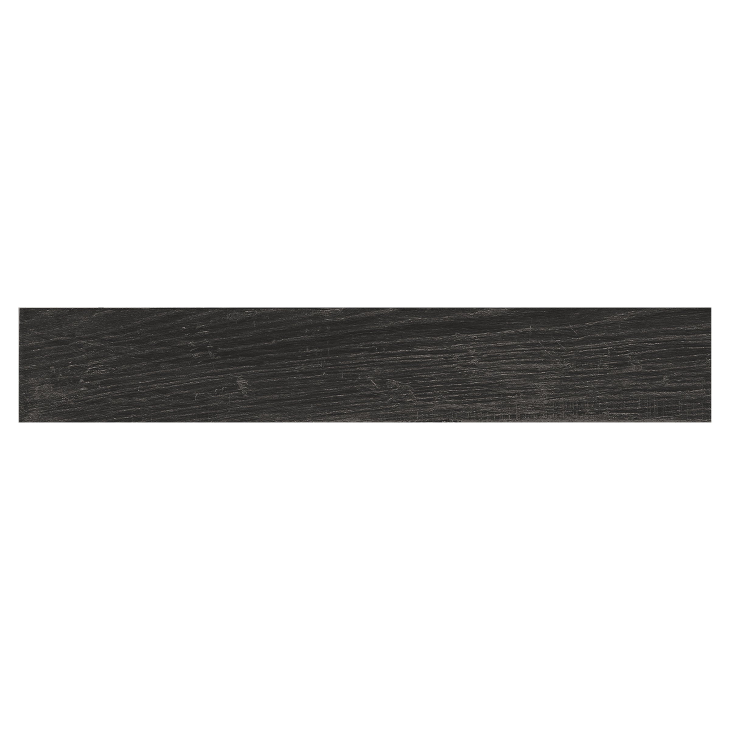 Lacquered Wood 6x36 Glossy Porcelain Tile in Black