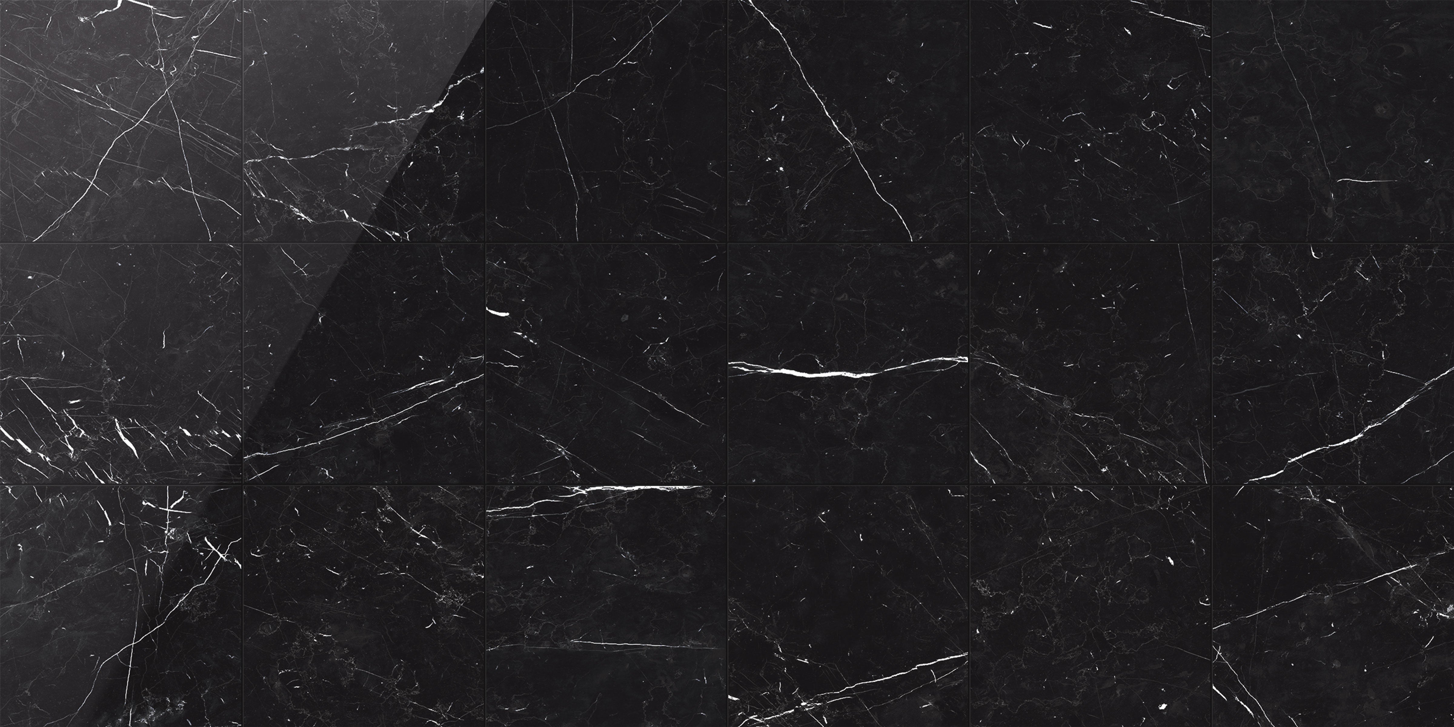 Luxury 12x12 Polished Porcelain Tile in Nero Marquina