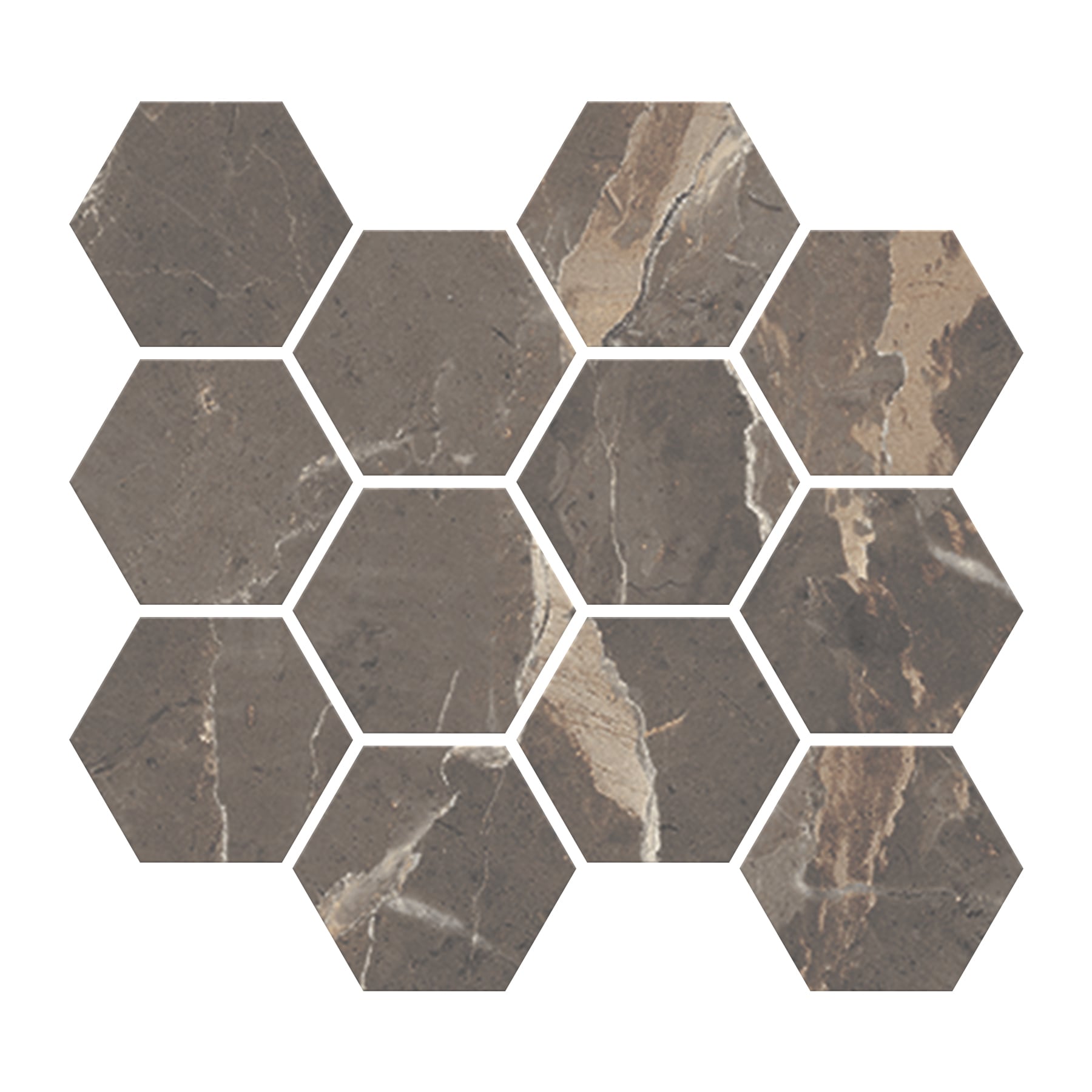 Absolute 3x3 Matte Porcelain Hexagon Mesh Mosaic Tile in Brown