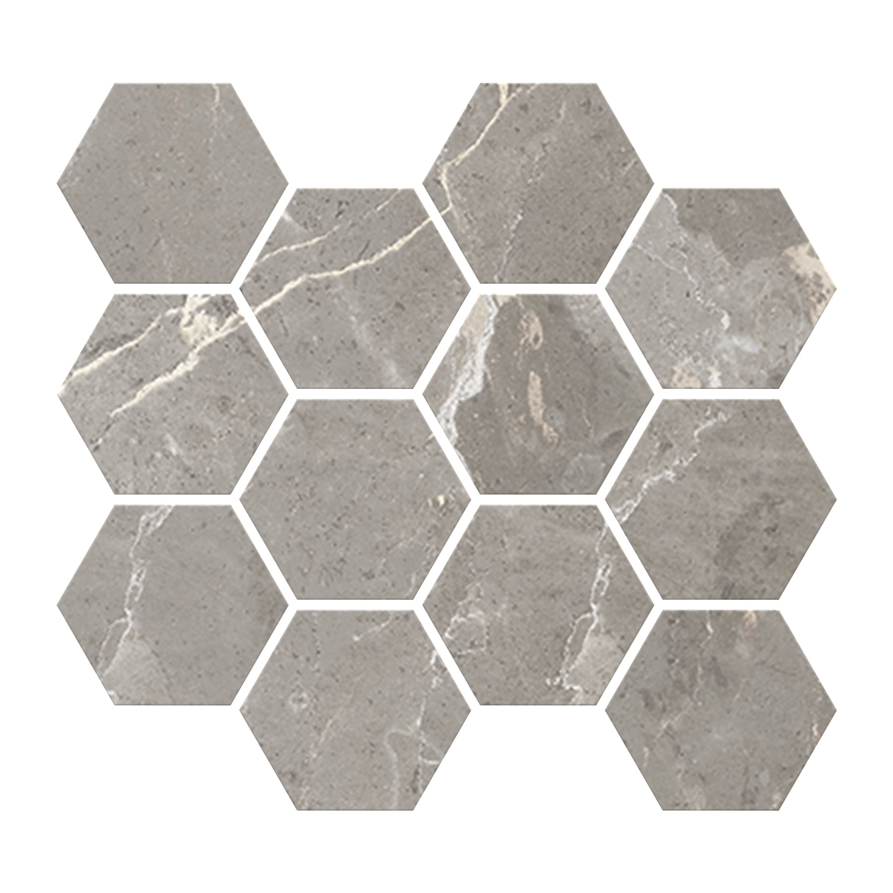 Absolute 3x3 Matte Porcelain Hexagon Mesh Mosaic Tile in Dark Grey