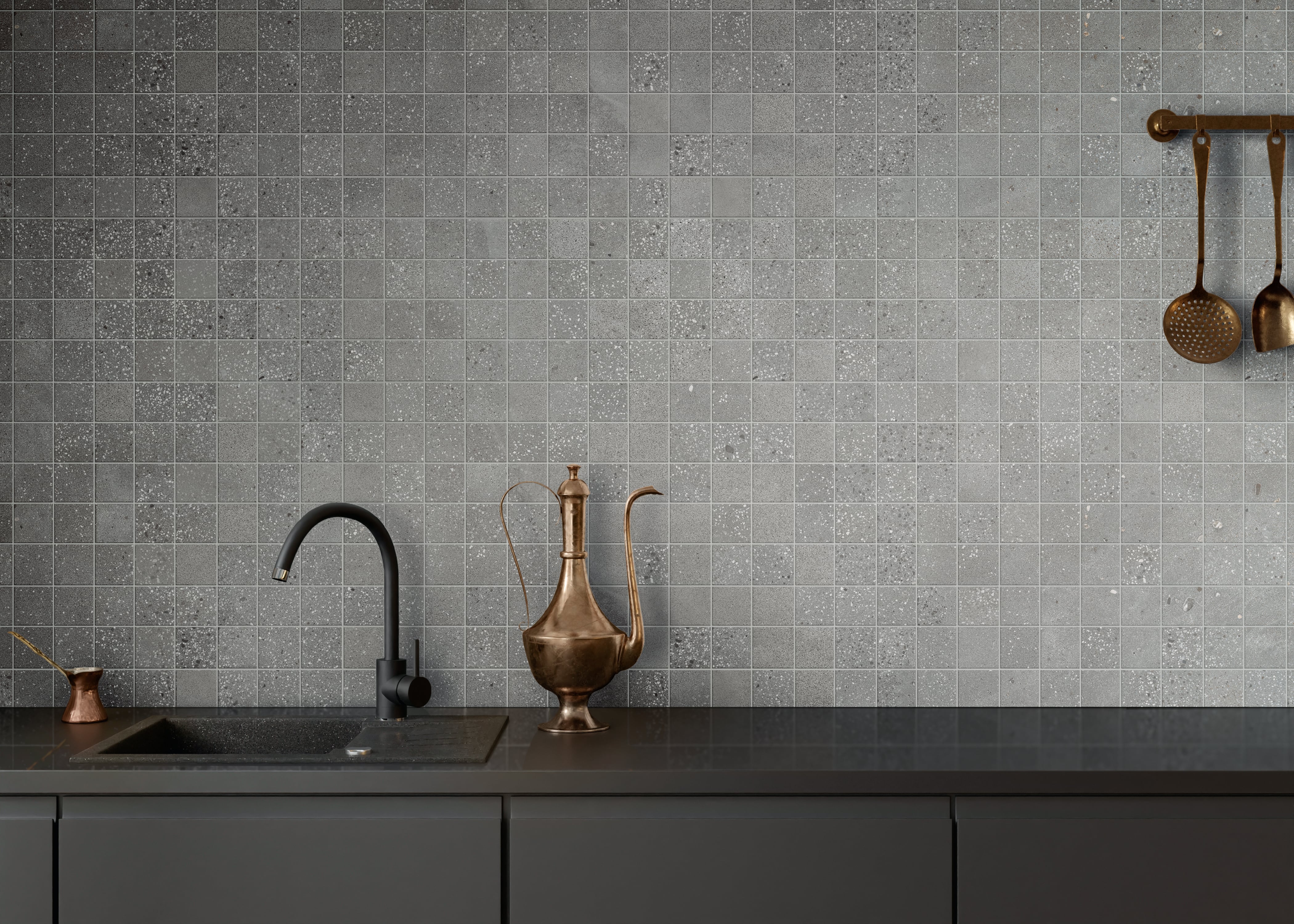 Area 51 2x2 Matte Porcelain Mesh Mosaic Tile in Steel