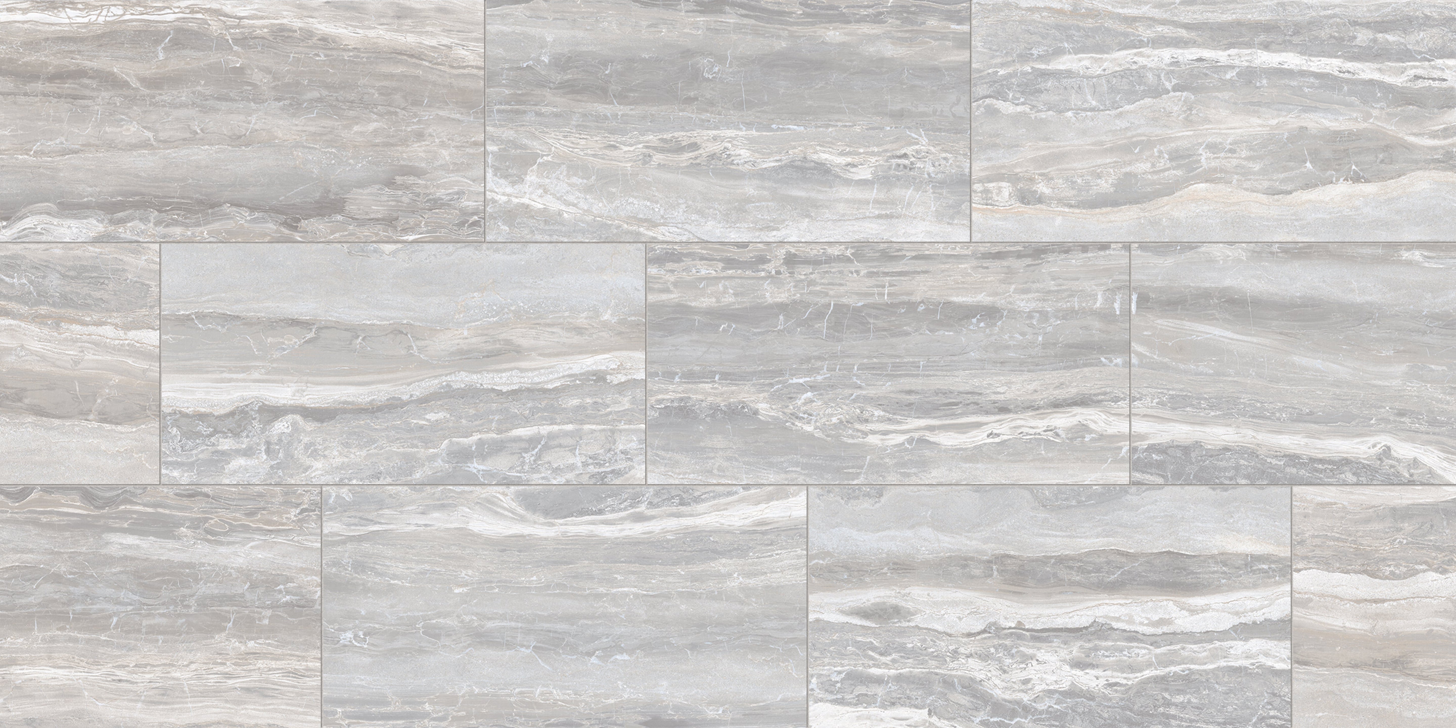 Breccia 12x24 Polished Porcelain Tile in Silver