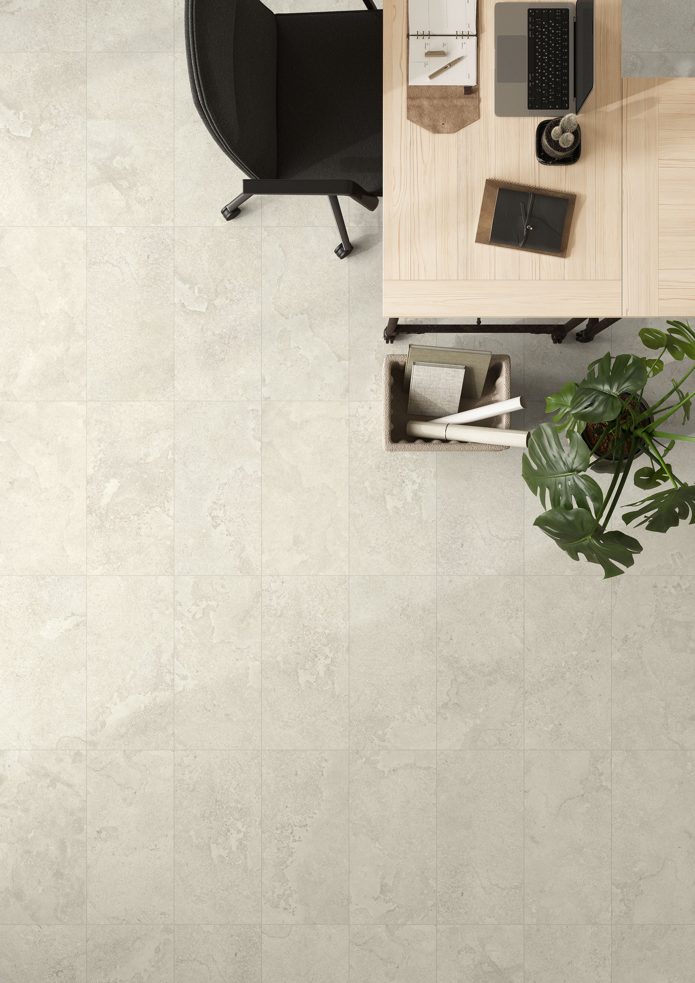 EcoStone 12x24 Matte Porcelain Tile in Cross-Cut Fog