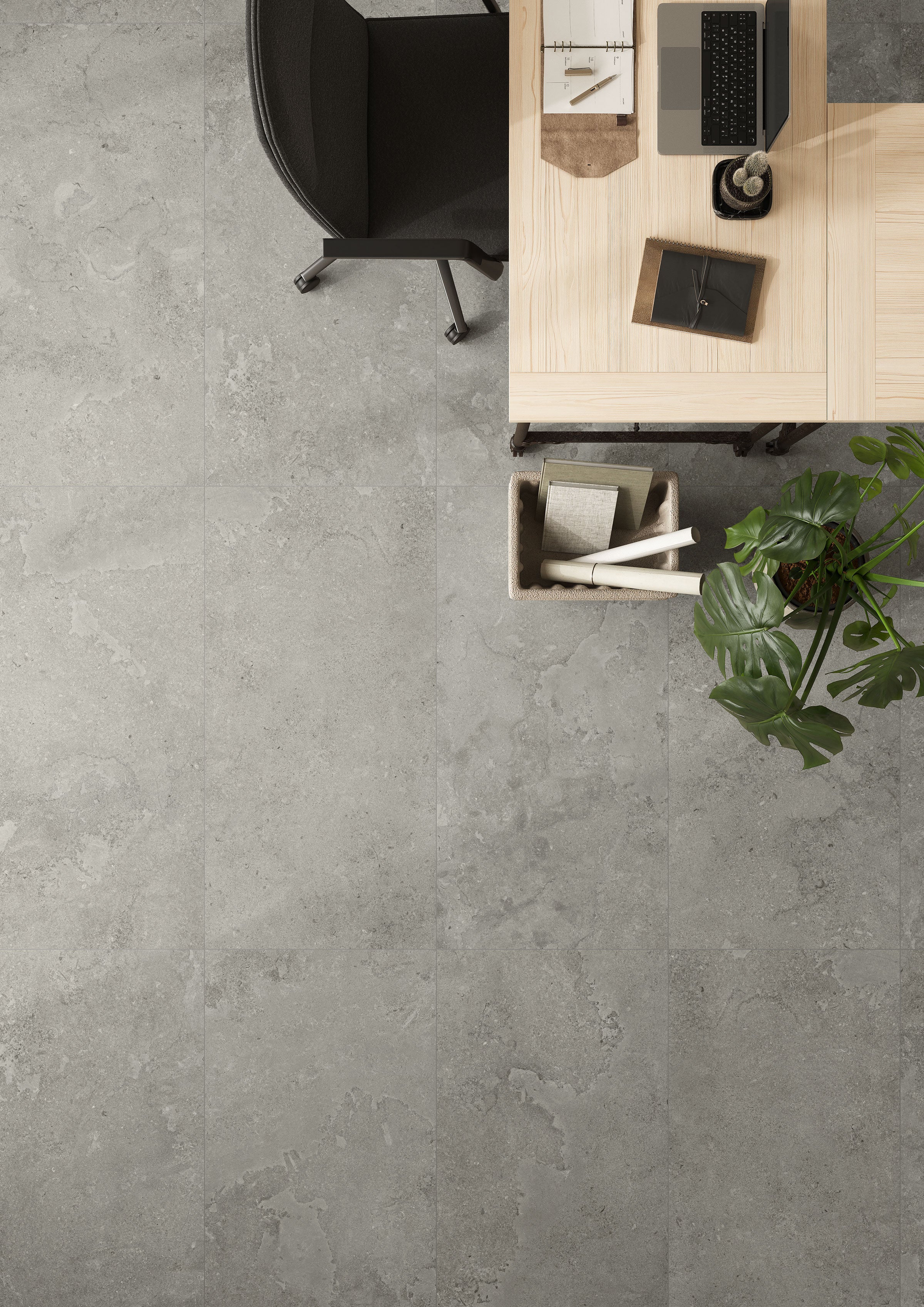 EcoStone 24x48 Matte Porcelain Tile in Cross-Cut Fossil