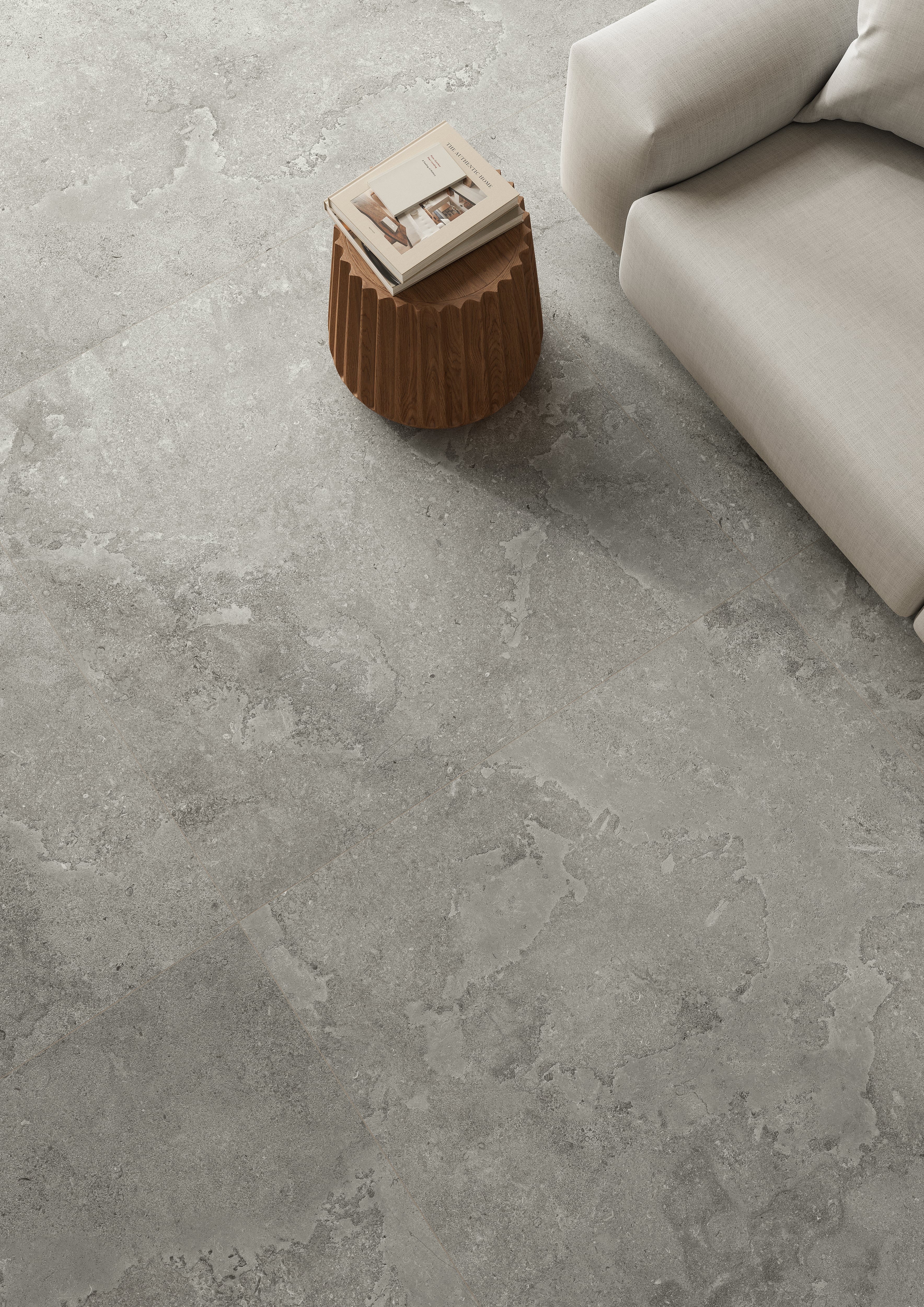 EcoStone 48x48 Matte Porcelain Tile in Cross-Cut Fossil