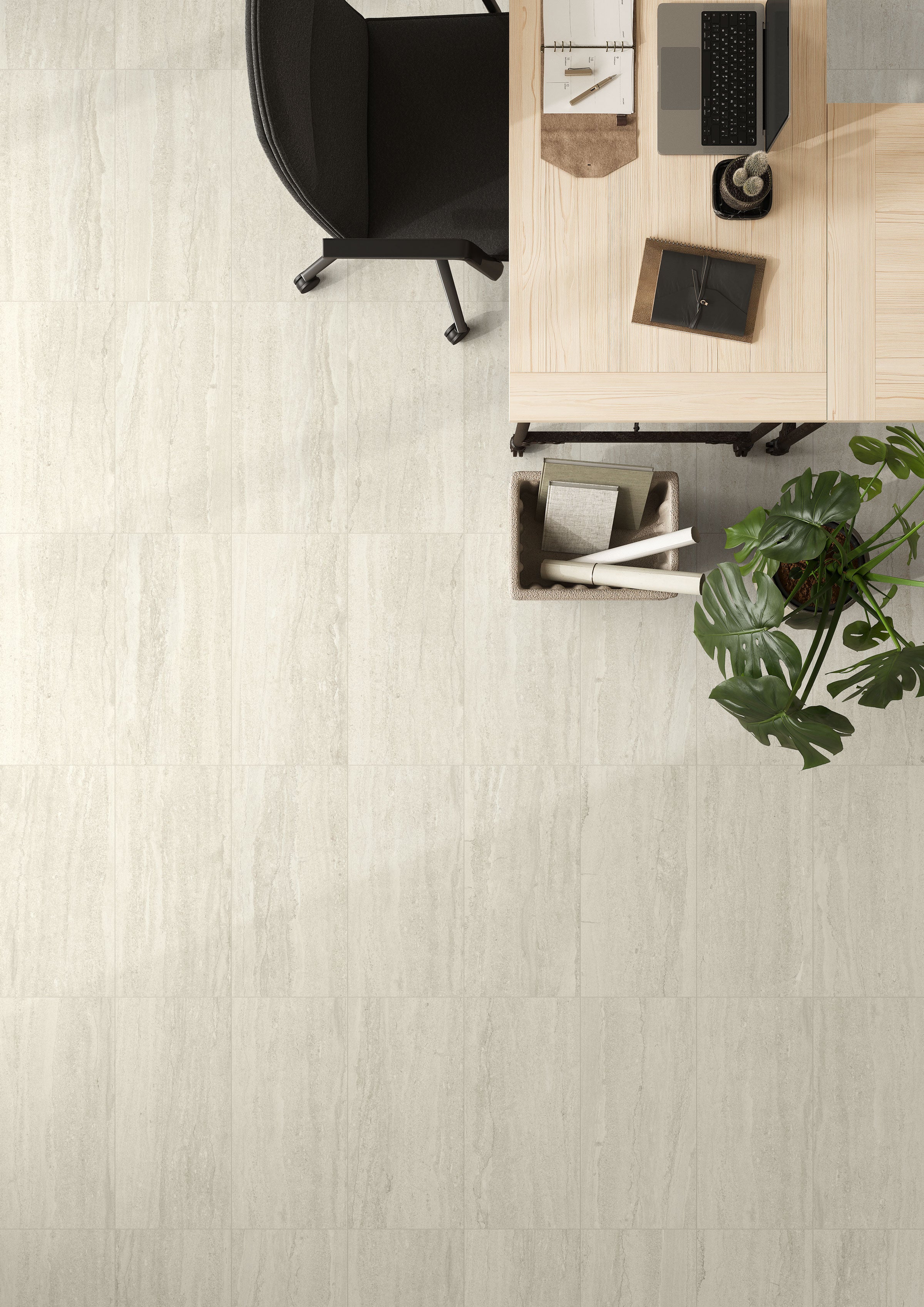 EcoStone 12x24 Matte Porcelain Tile in Vein-Cut Fog