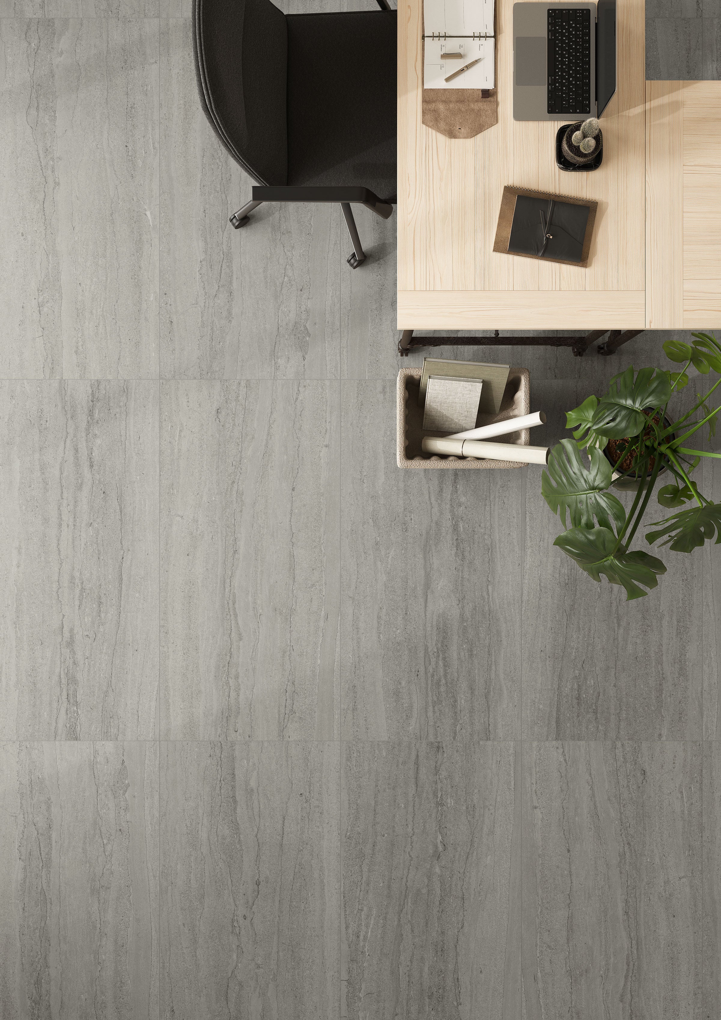 EcoStone 24x48 Matte Porcelain Tile in Vein-Cut Fossil