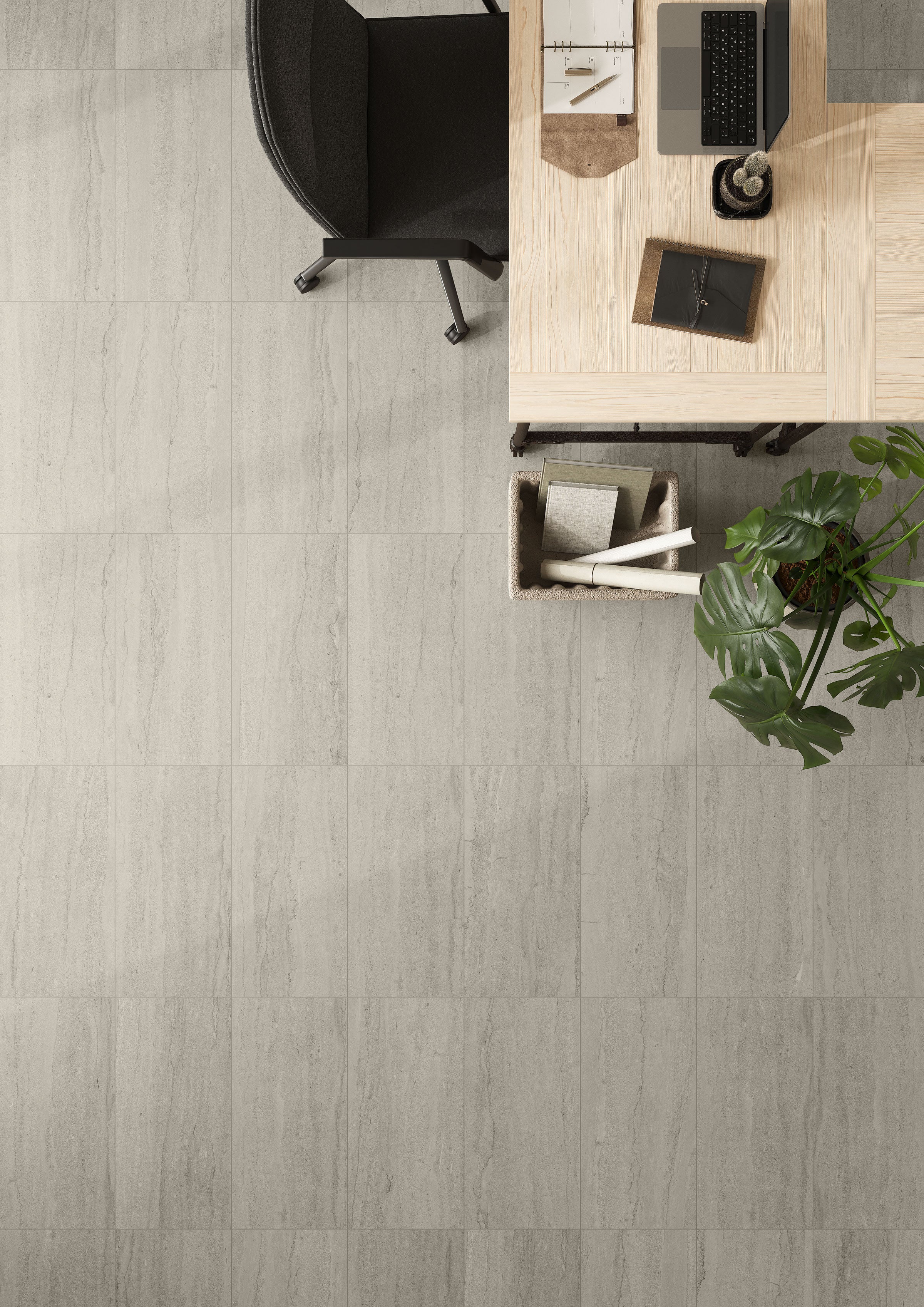 EcoStone 12x24 Matte Porcelain Tile in Vein-Cut Mist