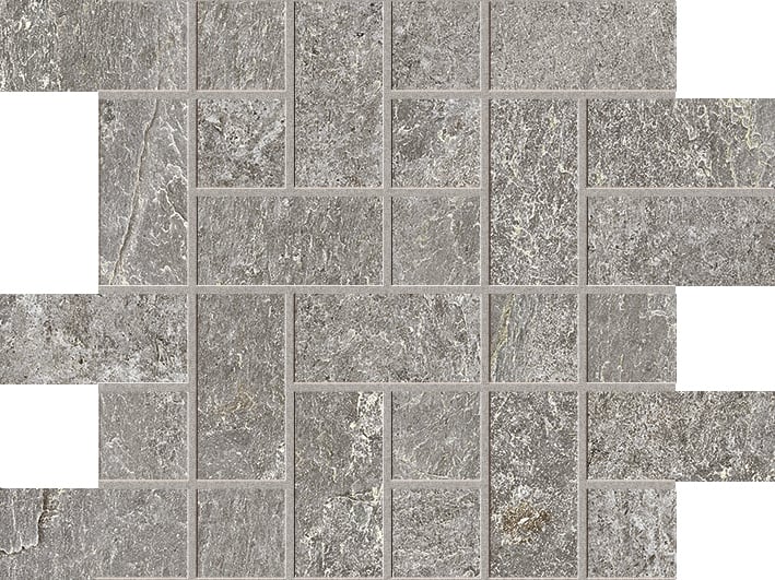 Farmhouse Living 8.7x12 Matte Porcelain Mesh Tetris Mosaic Tile in Millstone