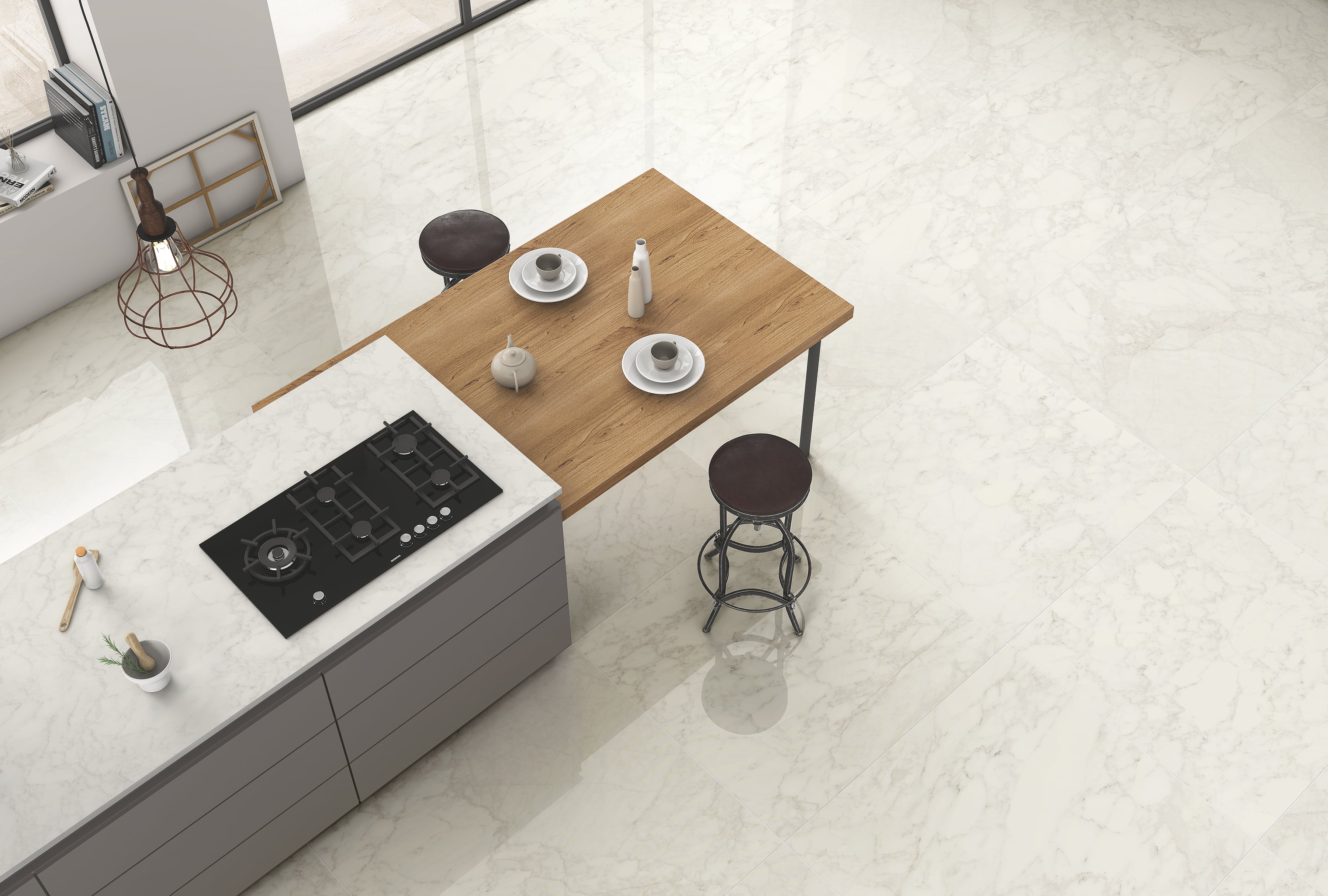 JEM 48x48 Polished Porcelain Tile in Adagio White