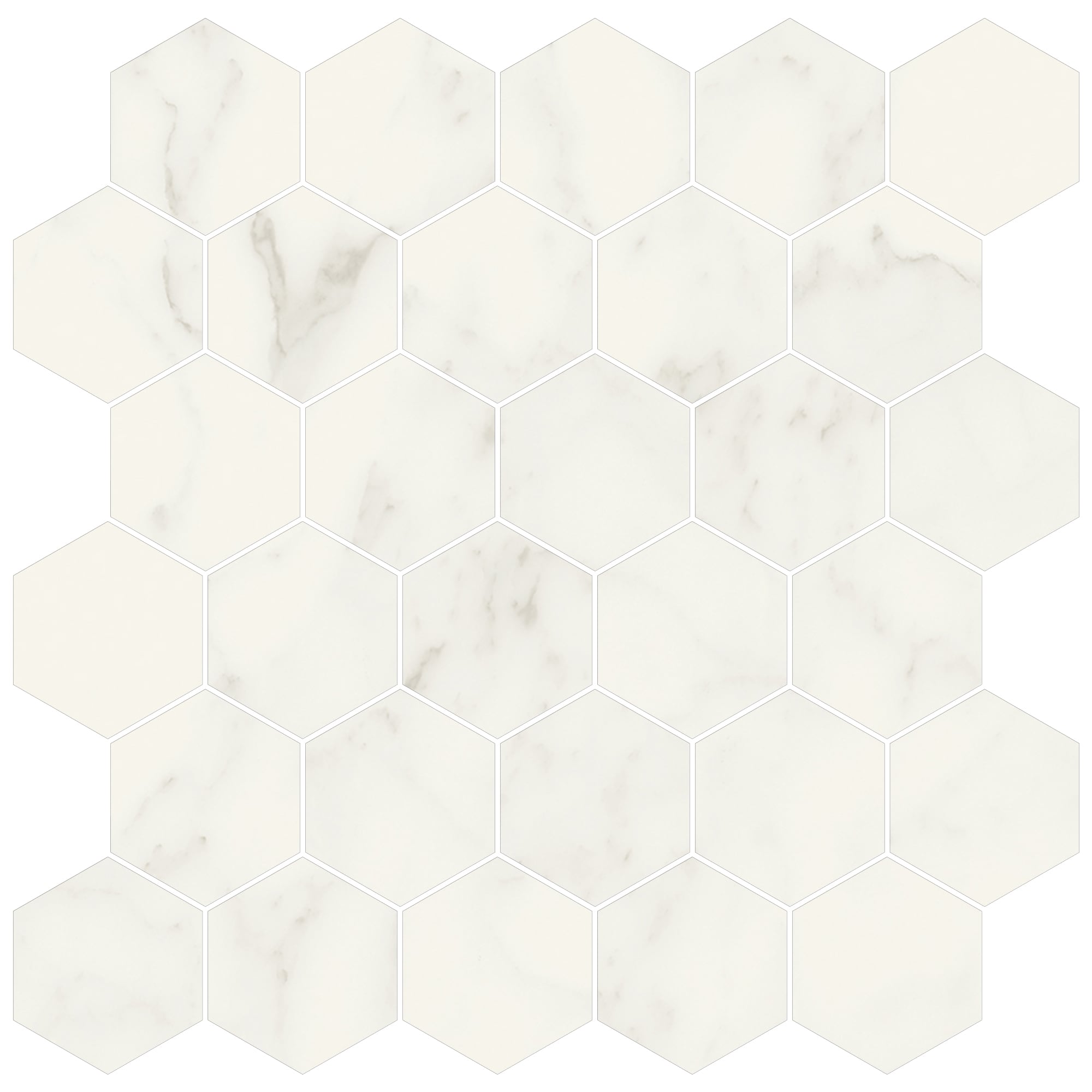 JEM 2x2 Polished Porcelain Hexagon Mesh Mosaic Tile in Adagio White