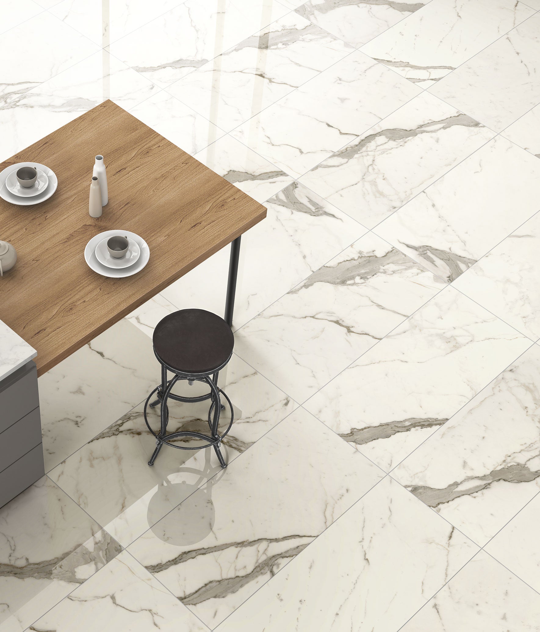 JEM 24x48 Polished Porcelain Tile in Capriccio Grey