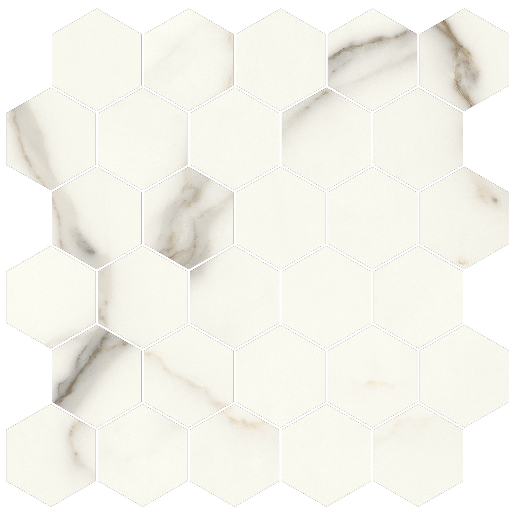 JEM 2x2 Matte Porcelain Hexagon Mesh Mosaic Tile in Capriccio Grey