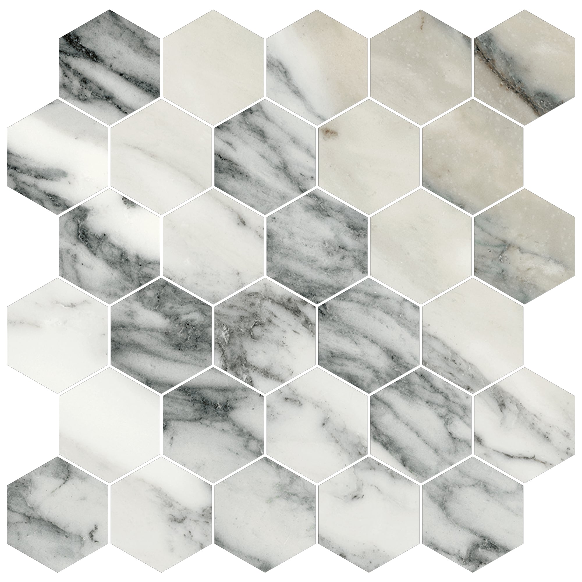 JEM 2x2 Matte Porcelain Hexagon Mesh Mosaic Tile in Crescendo Blue