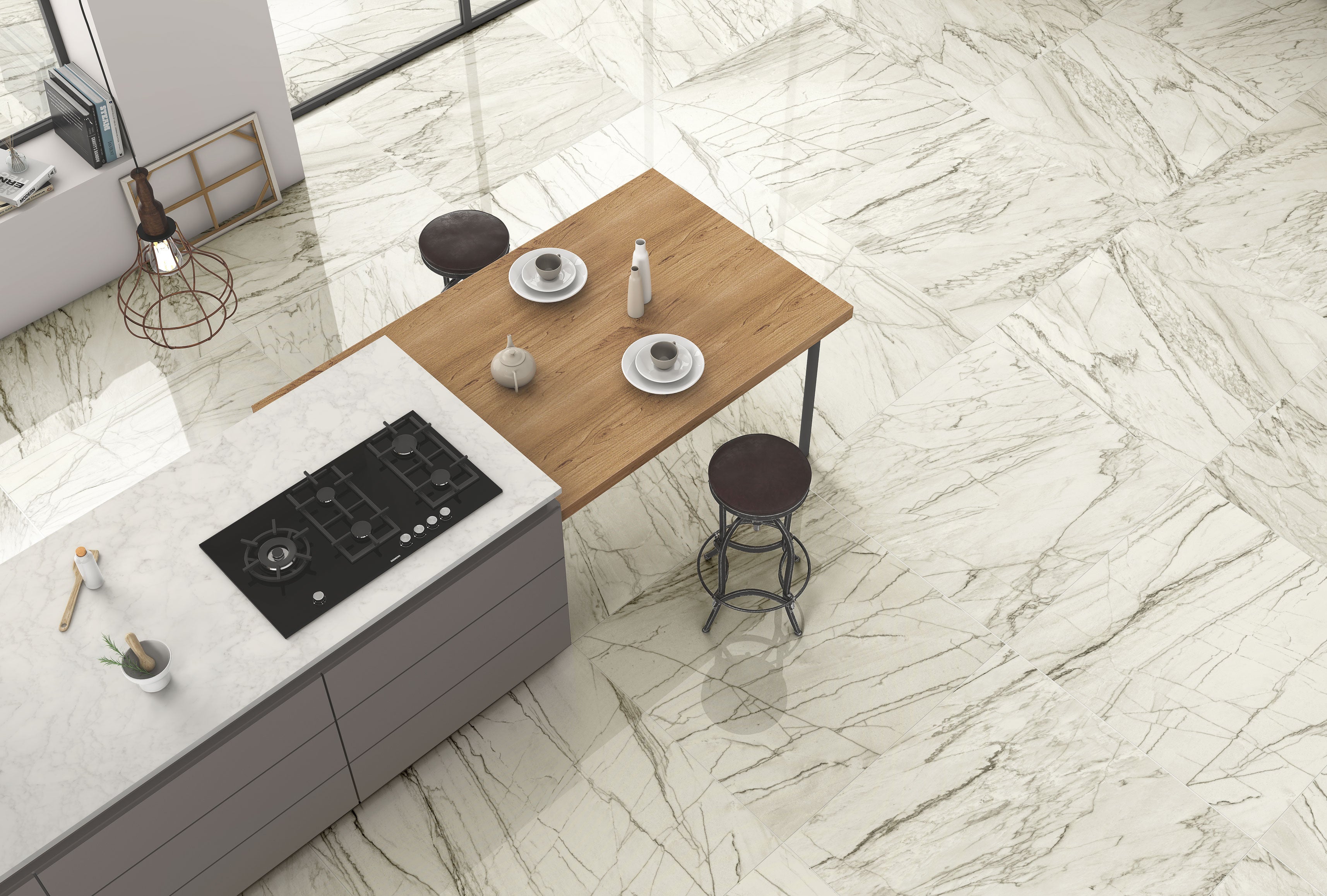 JEM 48x48 Polished Porcelain Tile in Forte White