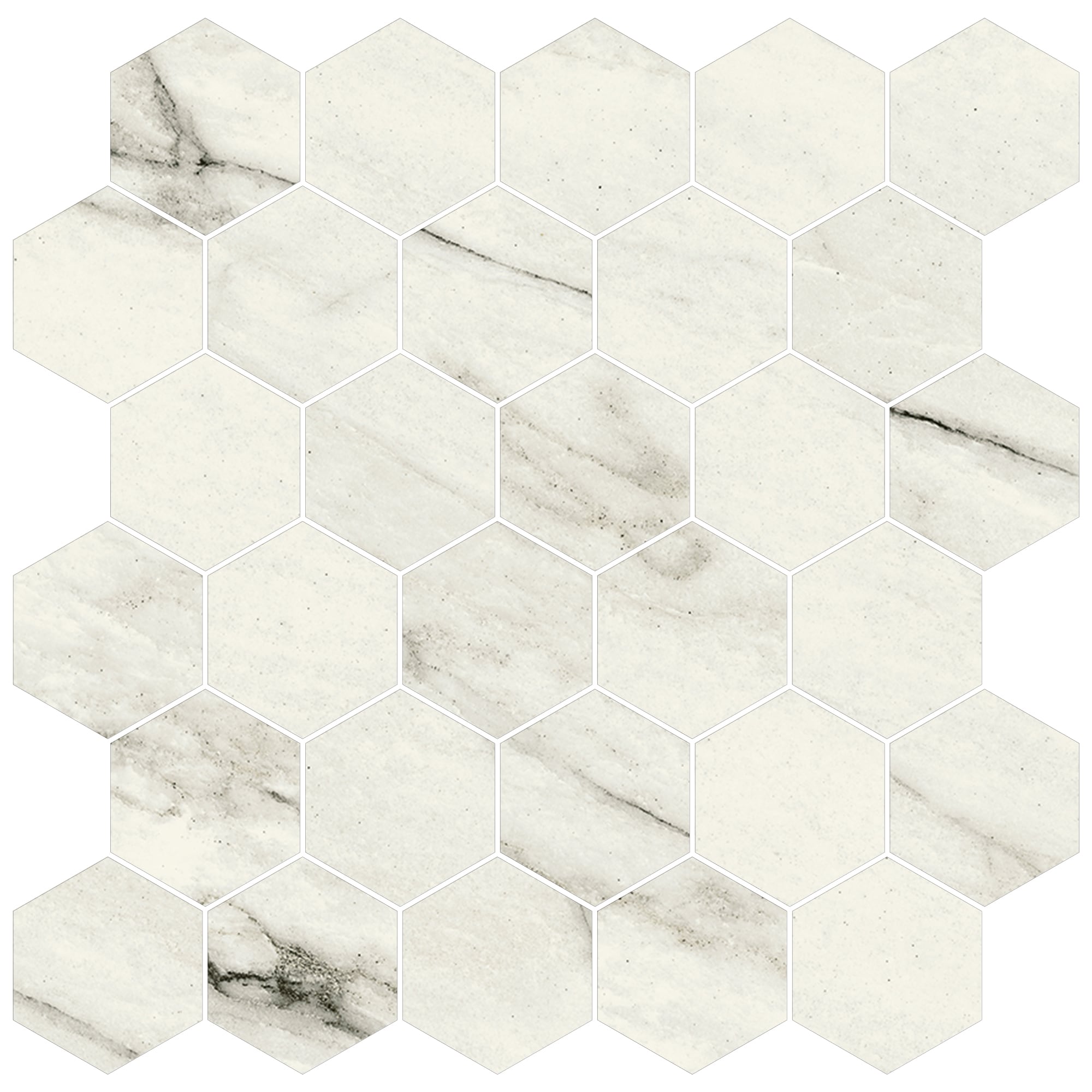 JEM 2x2 Matte Porcelain Hexagon Mesh Mosaic Tile in Forte White