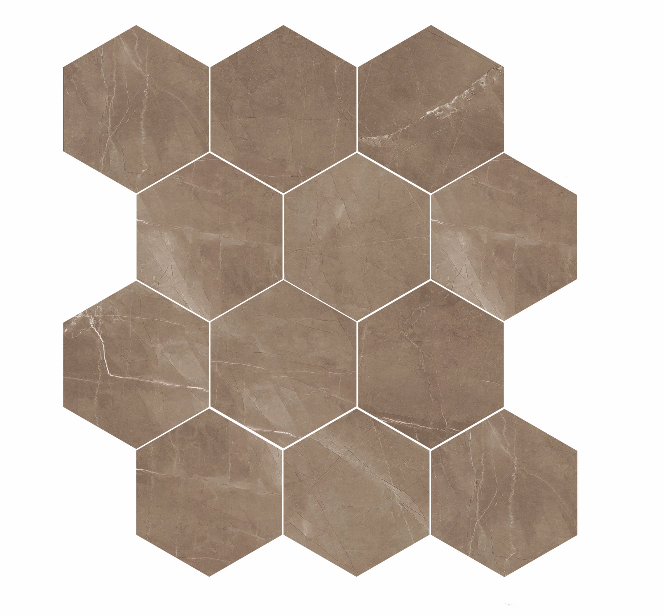 Luxury 3x3 Matte Porcelain Hexagon Mesh Mosaic Tile in Amani Bronze