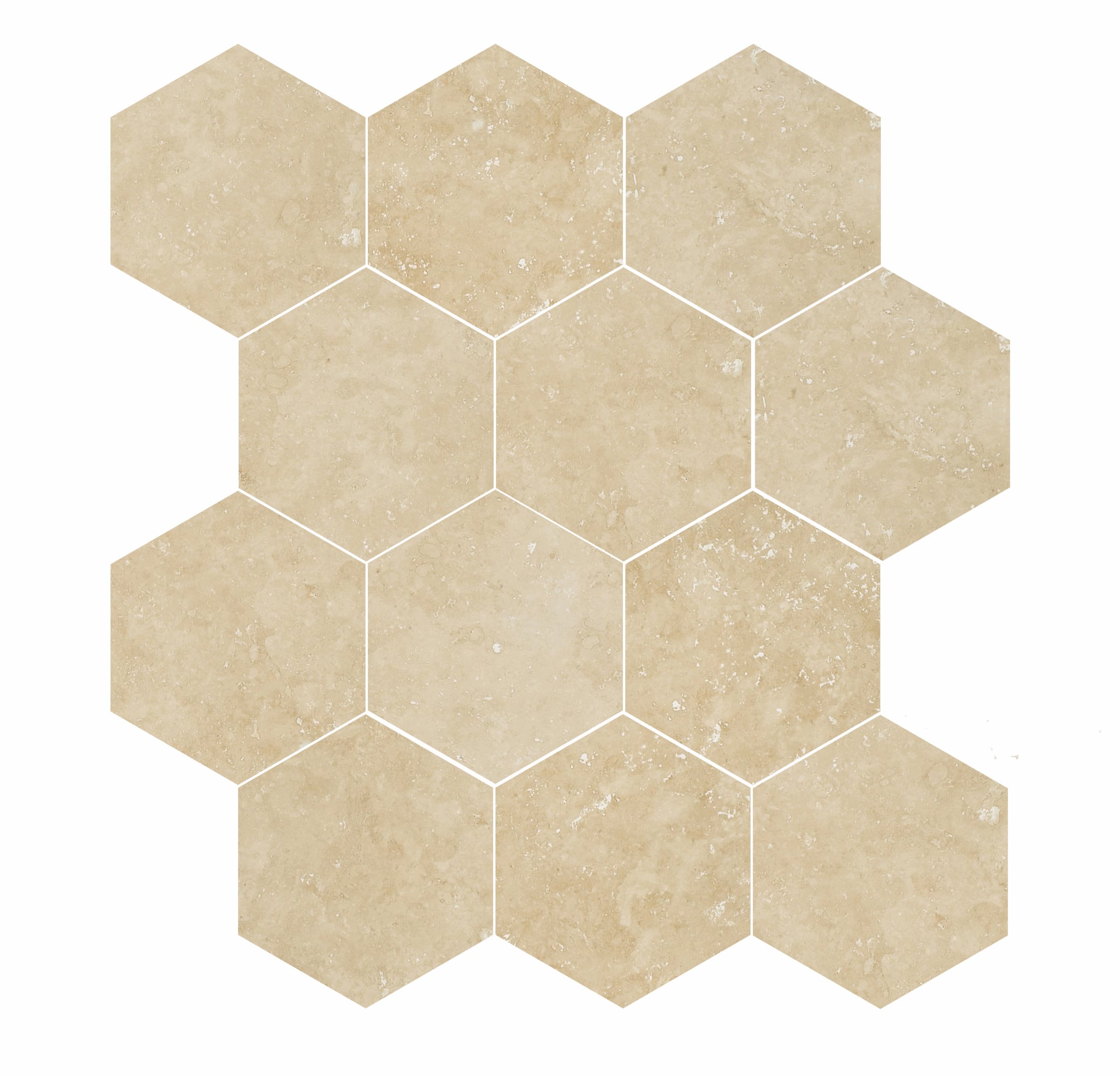 Luxury 3x3 Matte Porcelain Hexagon Mesh Mosaic Tile in Marfil