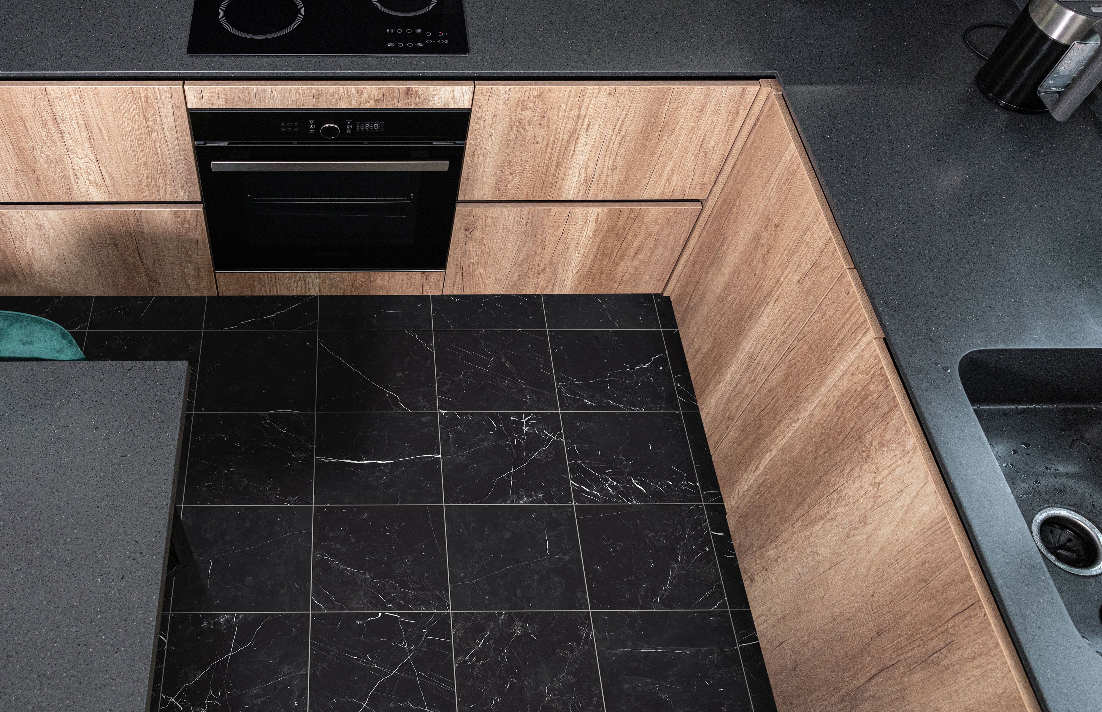 Luxury 12x12 Matte Porcelain Tile in Nero Marquina