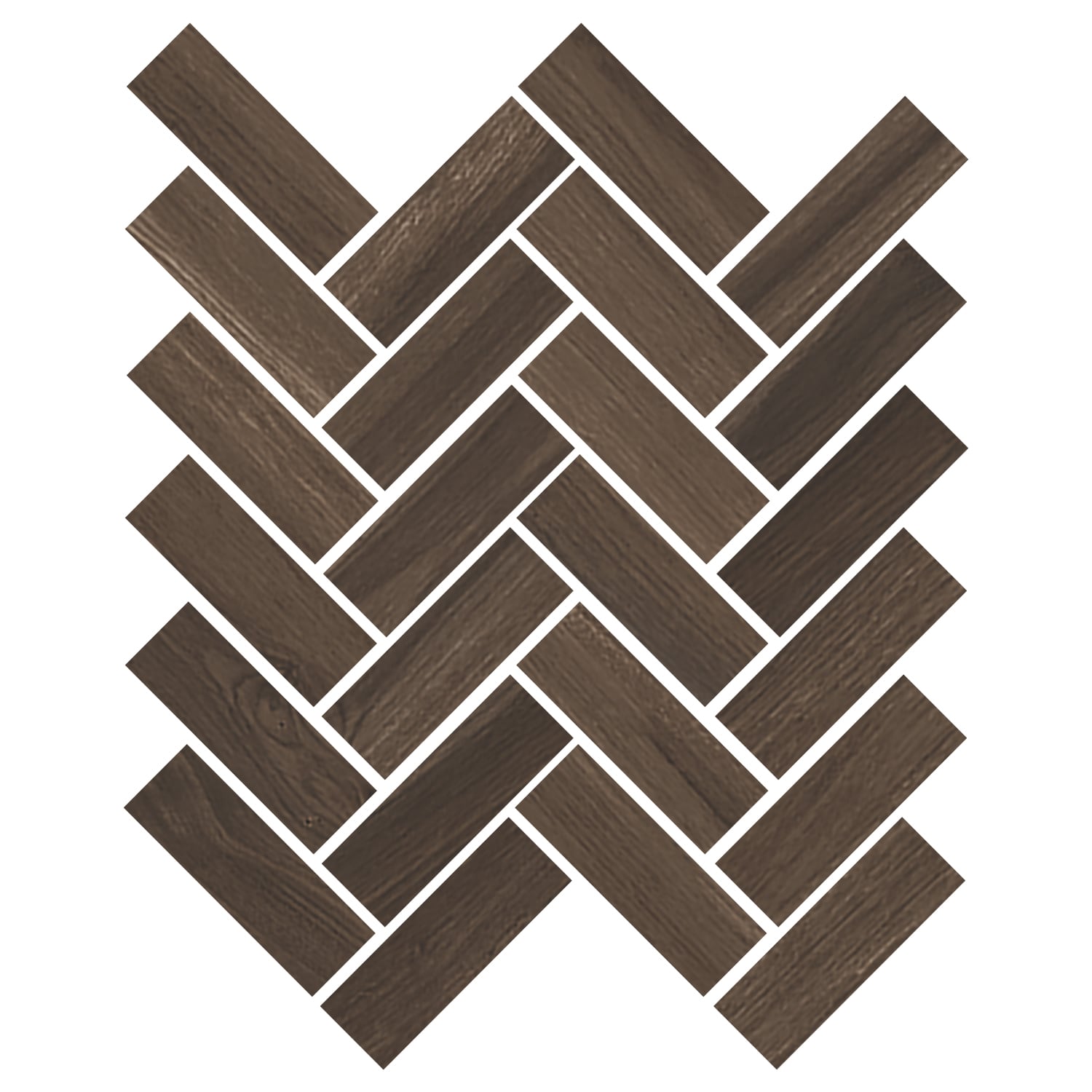 Mood Wood 12x15 Matte Porcelain Herringbone Mesh Mosaic Tile in Brown