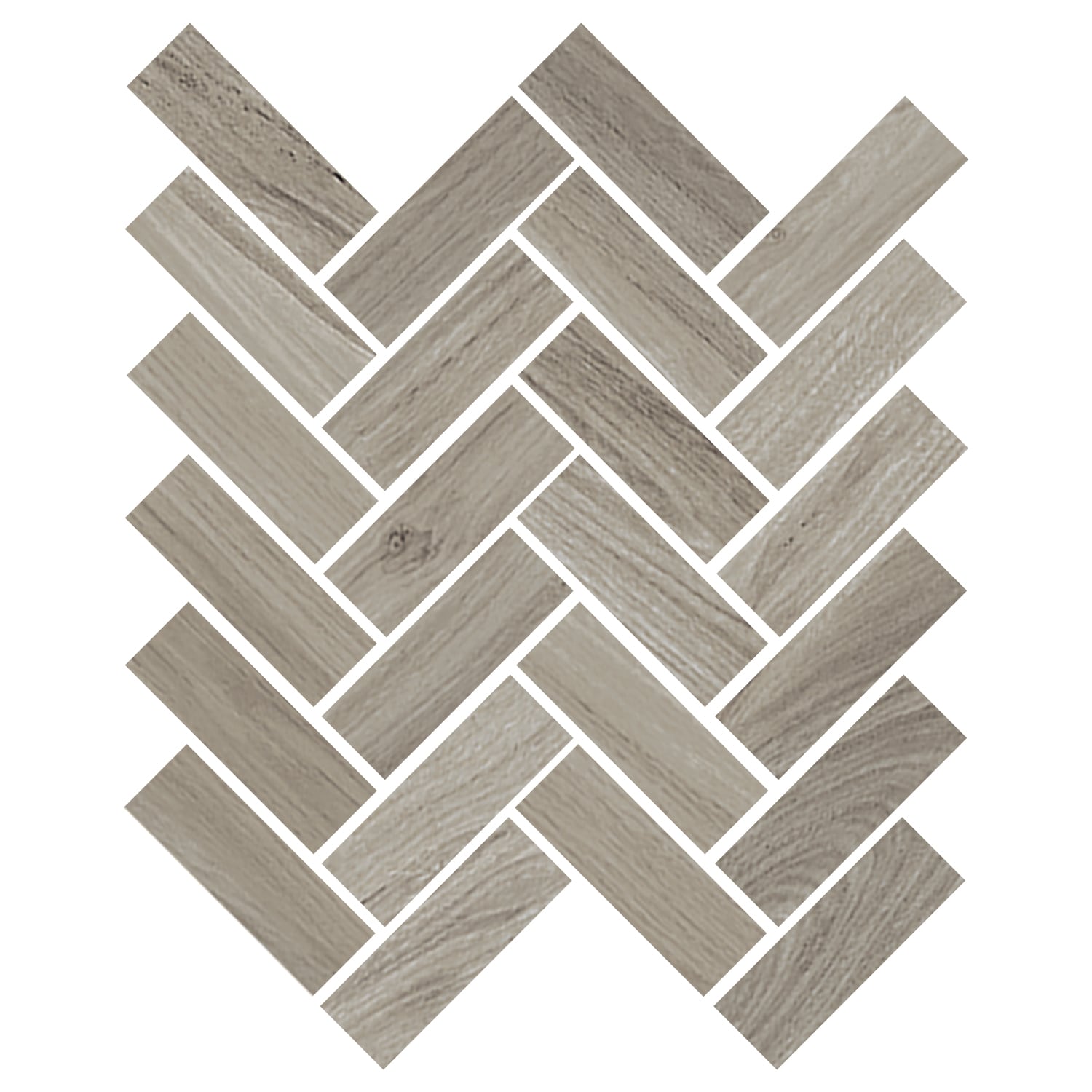 Mood Wood 12x15 Matte Porcelain Herringbone Mesh Mosaic Tile in Grey