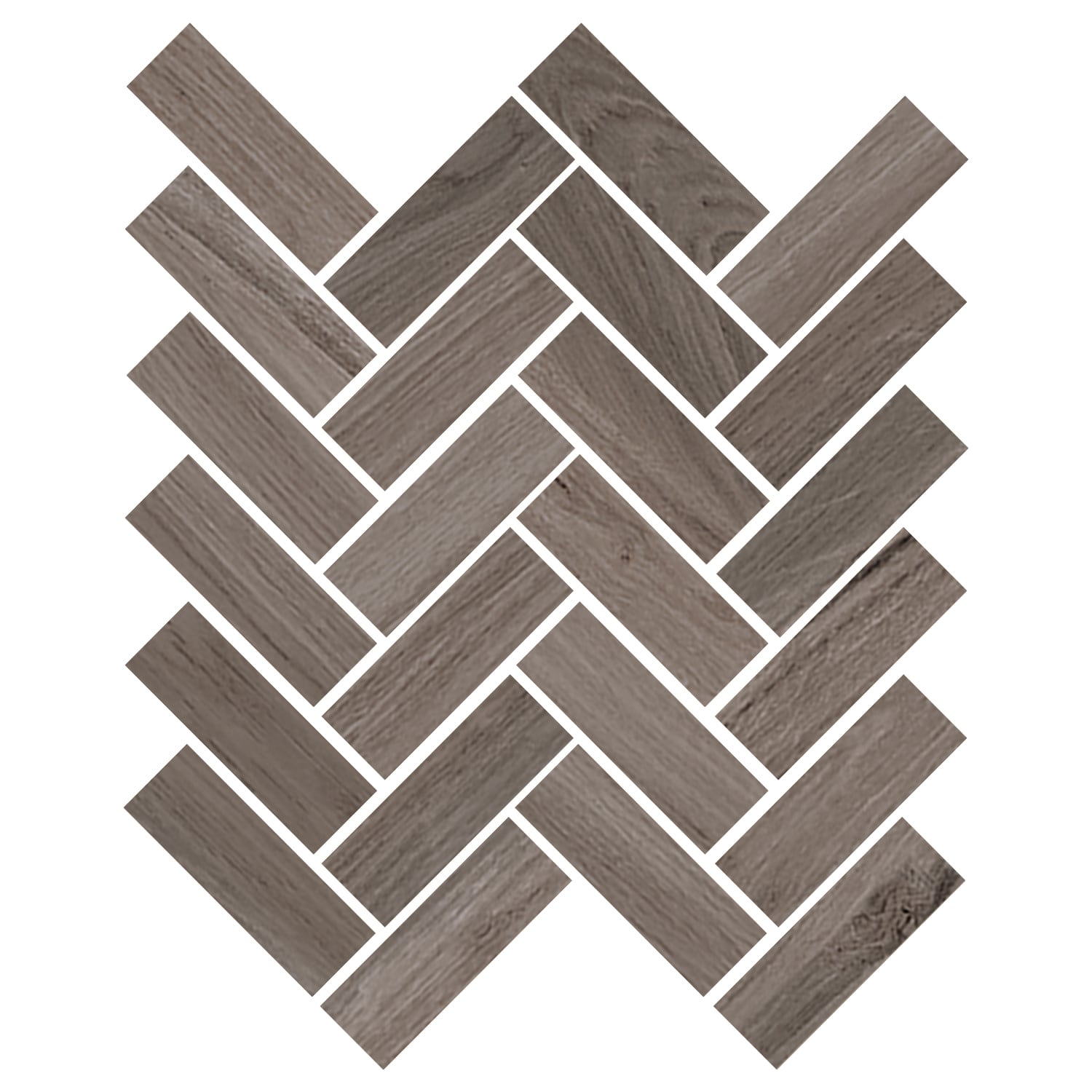 Mood Wood 12x15 Matte Porcelain Herringbone Mesh Mosaic Tile in Nut