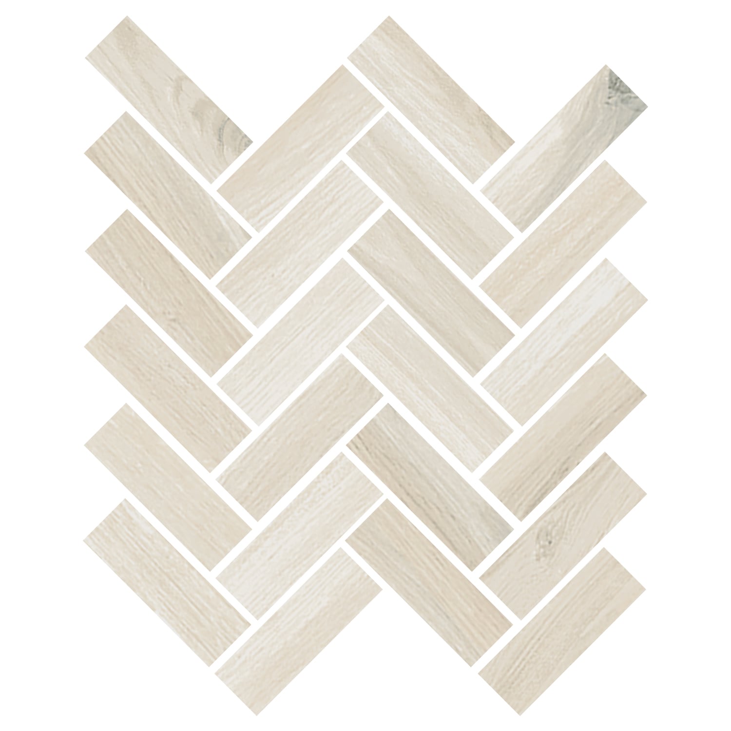 Mood Wood 12x15 Matte Porcelain Herringbone Mesh Mosaic Tile in White