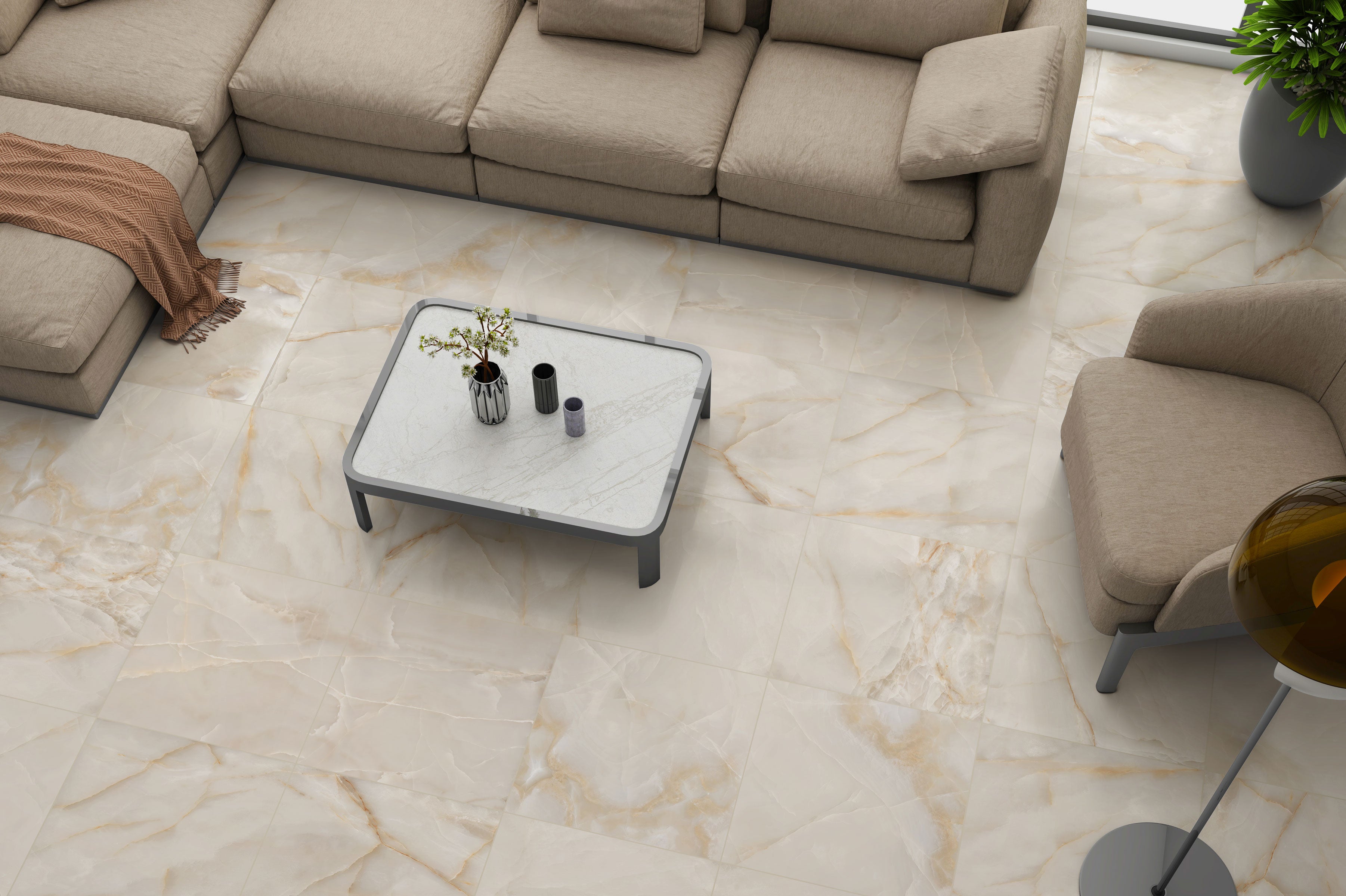 Onyx 24x24 Matte Porcelain Tile in Beige