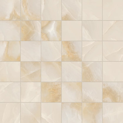 Onyx 2x2 Polished Porcelain Mesh Mosaic Tile in Beige