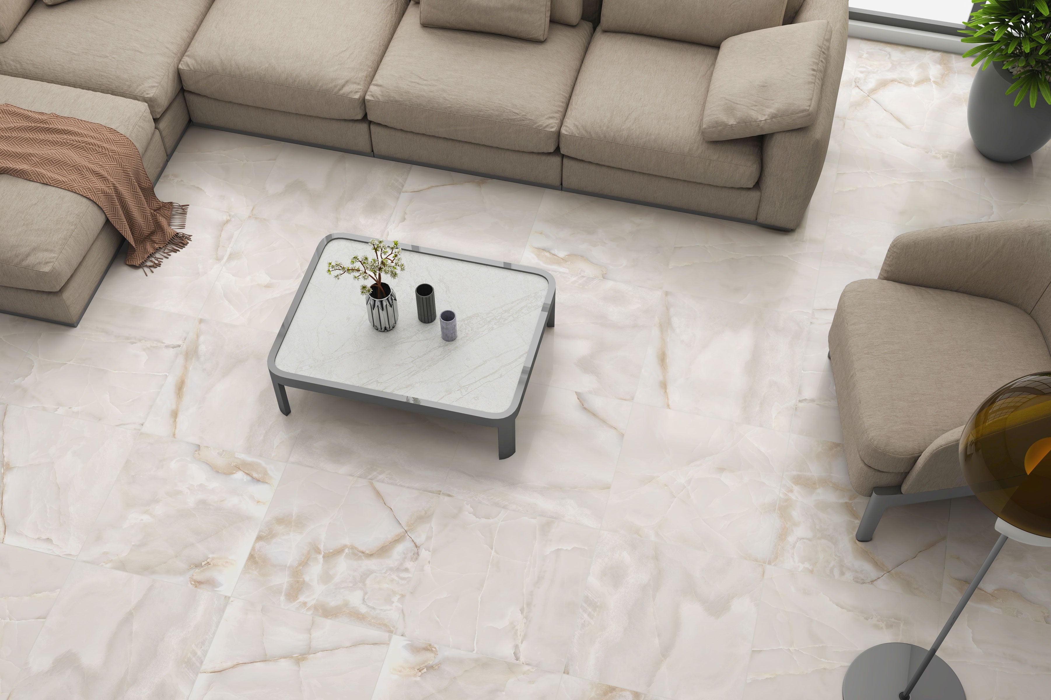 Onyx 24x24 Matte Porcelain Tile in Ivory