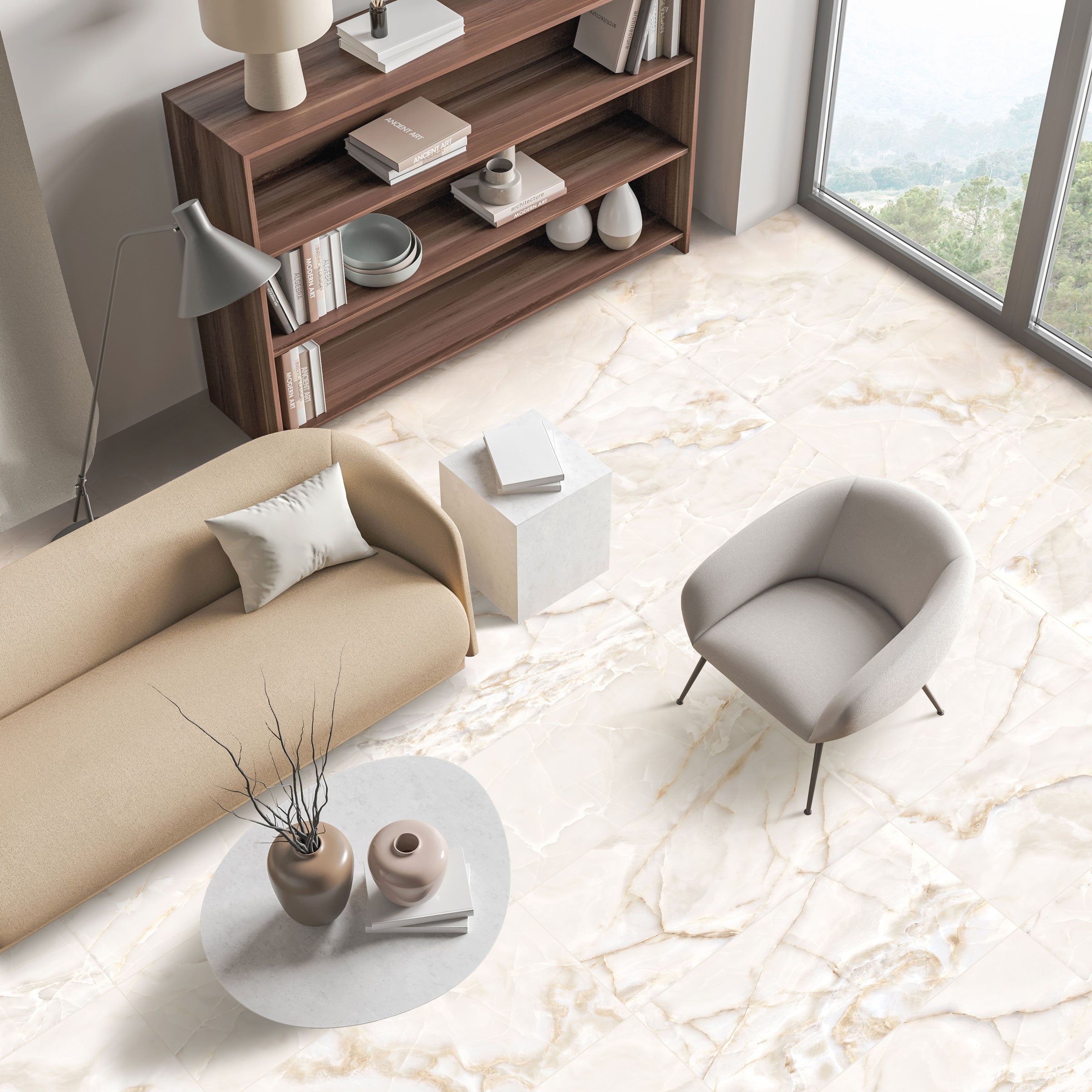 Onyx 24x48 Matte Porcelain Tile in Ivory