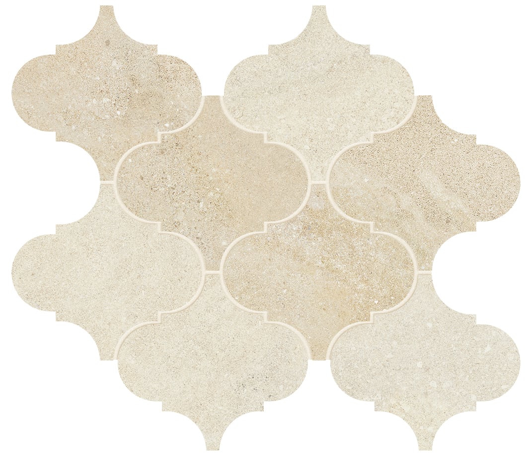 Tycoon 12x14.5 Matte Porcelain Arabesque Mosaic Tile in Beige Mix