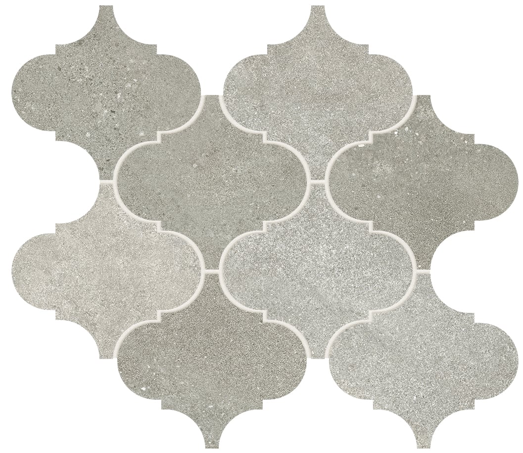 Tycoon 12x14.5 Matte Porcelain Arabesque Mosaic Tile in Grey Mix