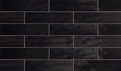 Urban Living 6x24 Glossy Porcelain Tile in Jet Black