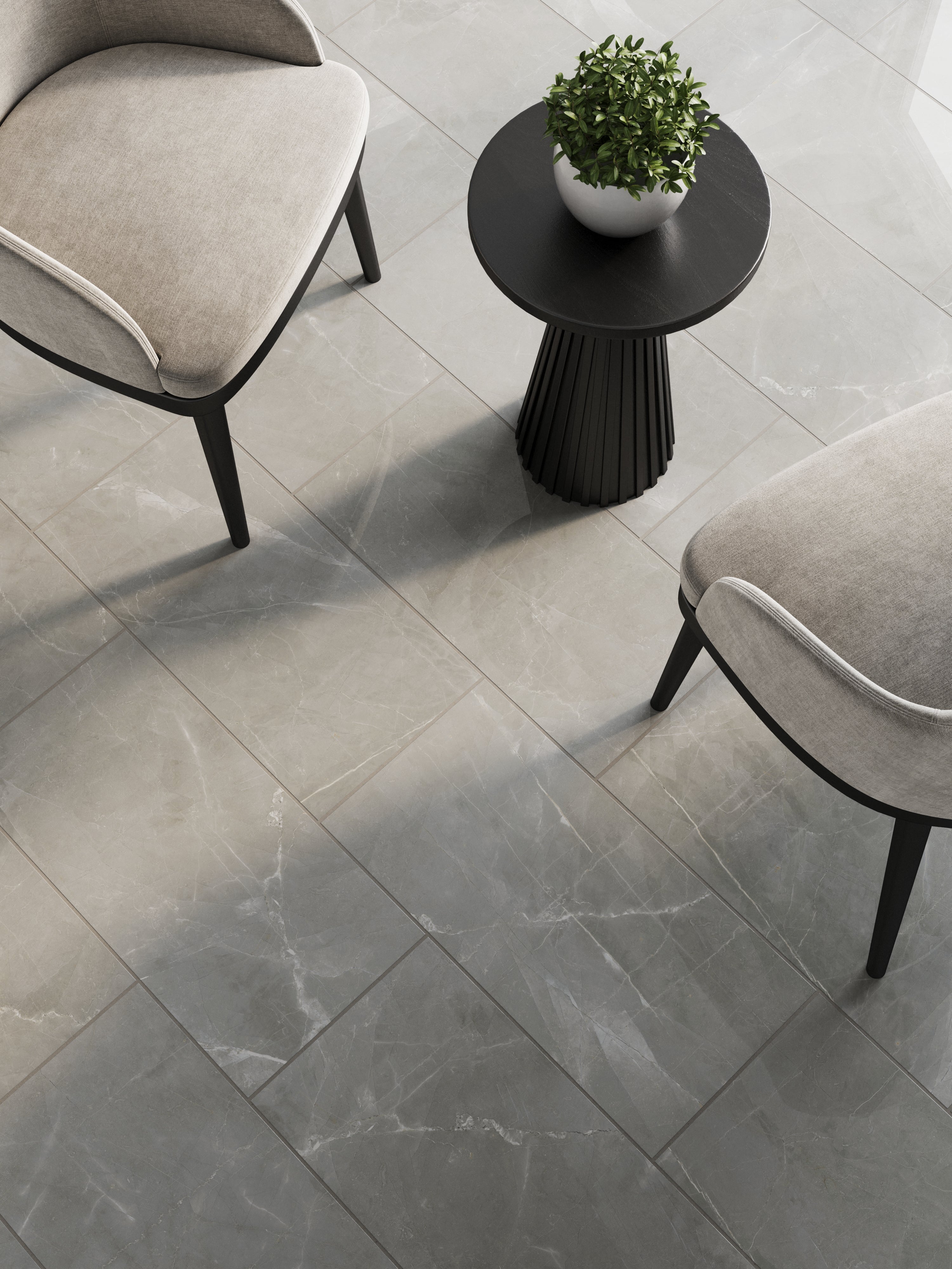 Luxury 12x24 Polished Porcelain Tile in Amani Grey