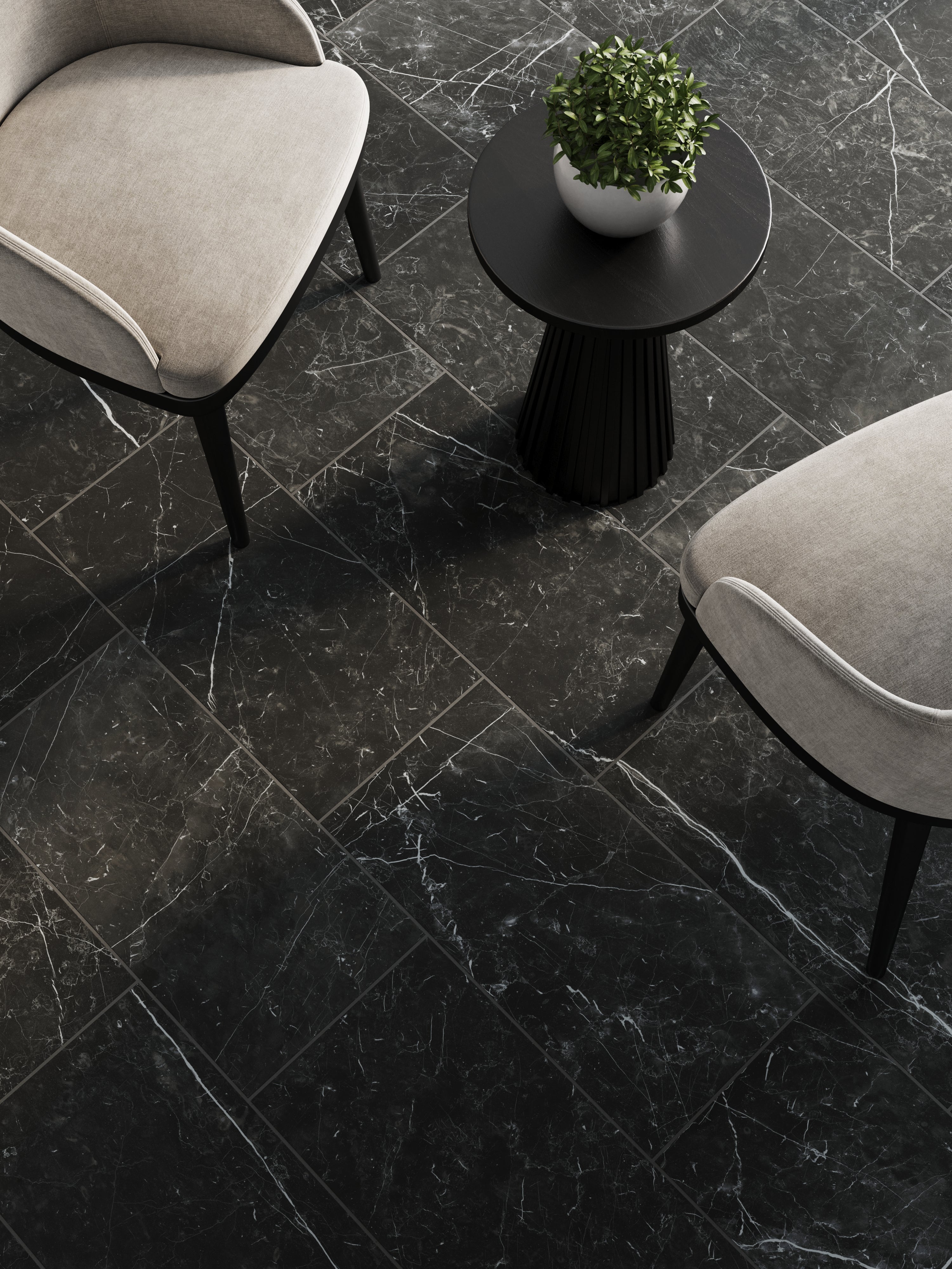 Luxury 12x24 Matte Porcelain Tile in Nero Marquina