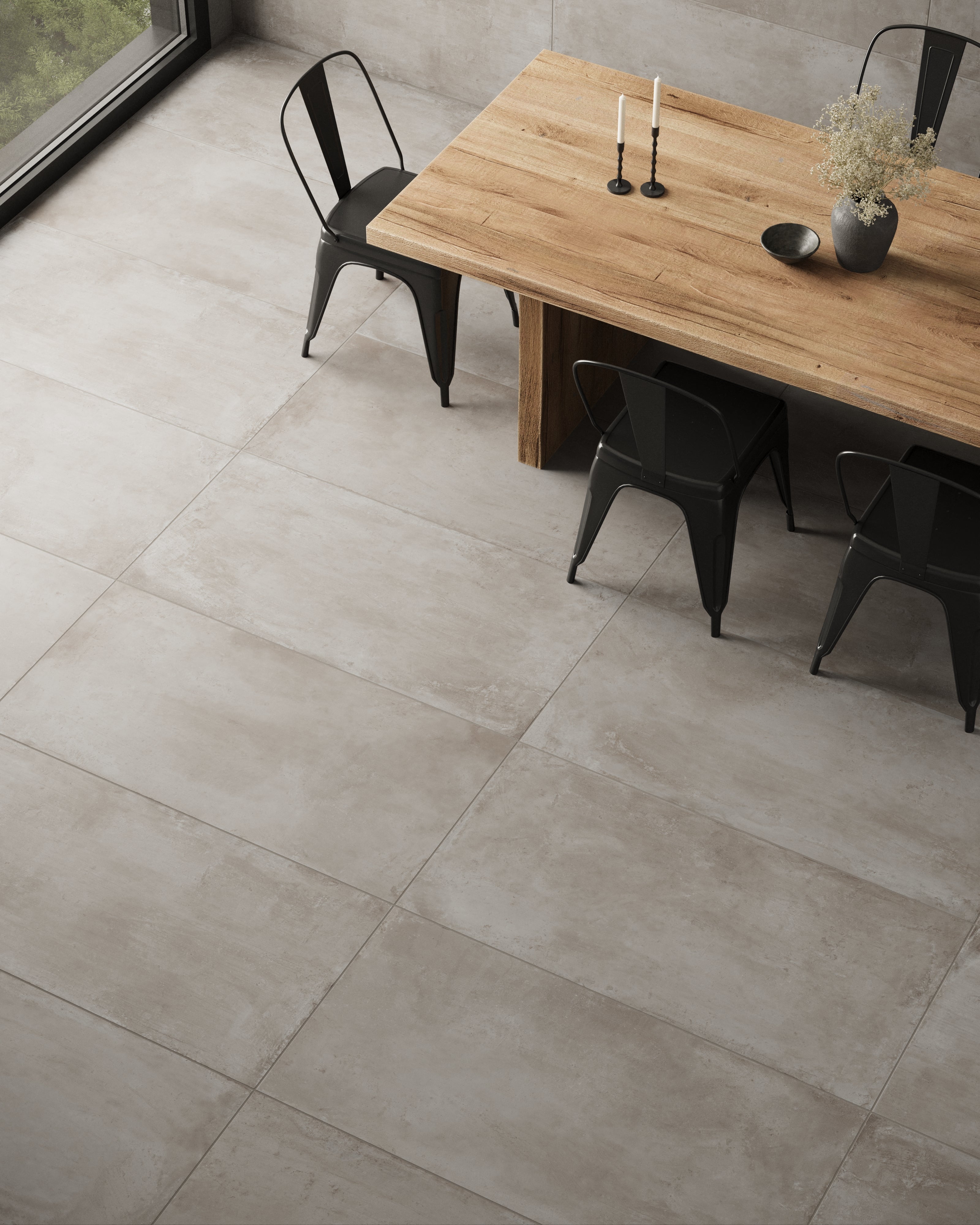 +One 24x48 Matte Porcelain Tile in Ash