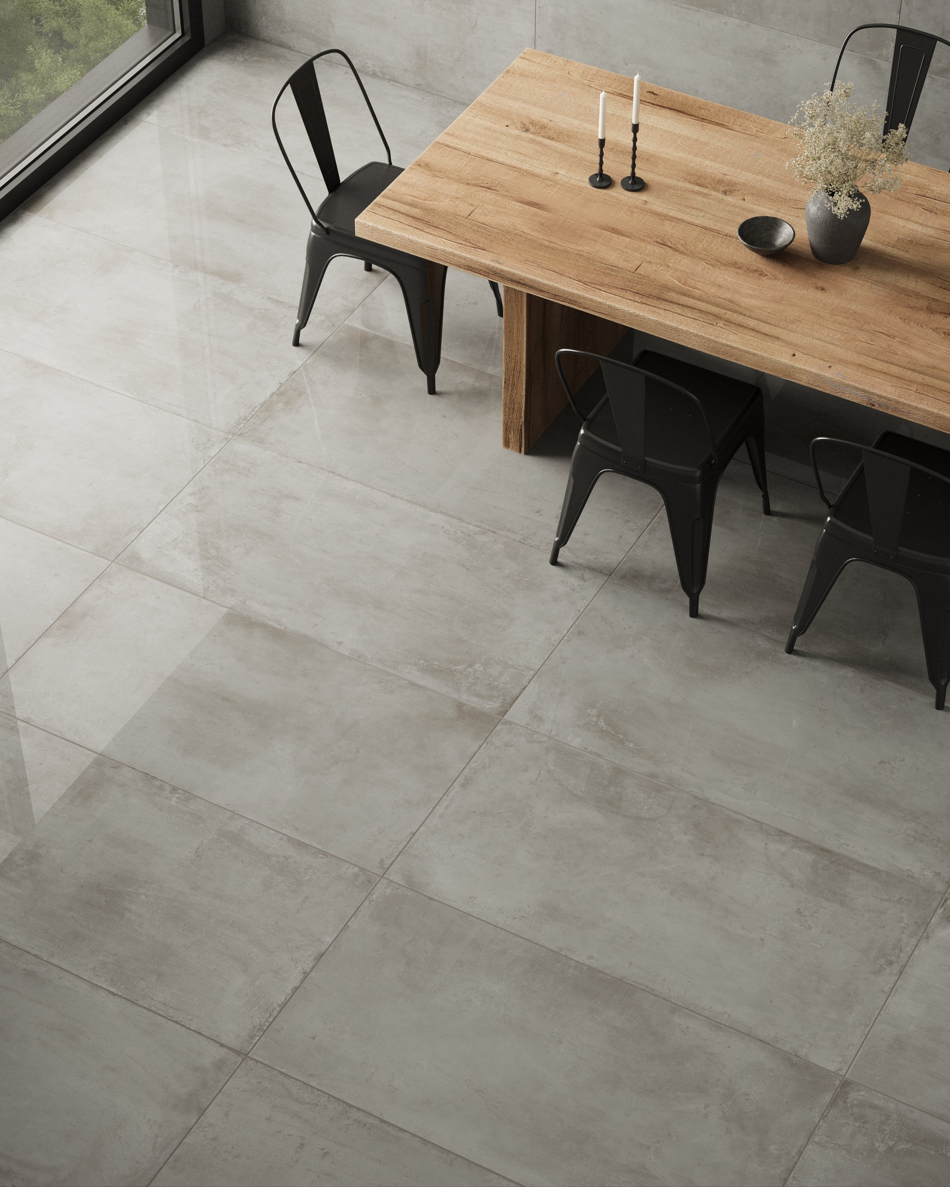 +One 24x48 Polished Porcelain Tile in Ash