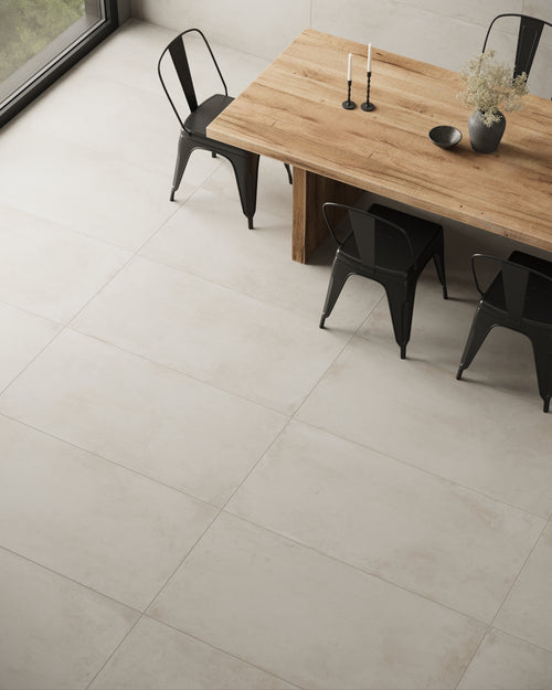 +One 24x48 Matte Porcelain Tile in Chalk