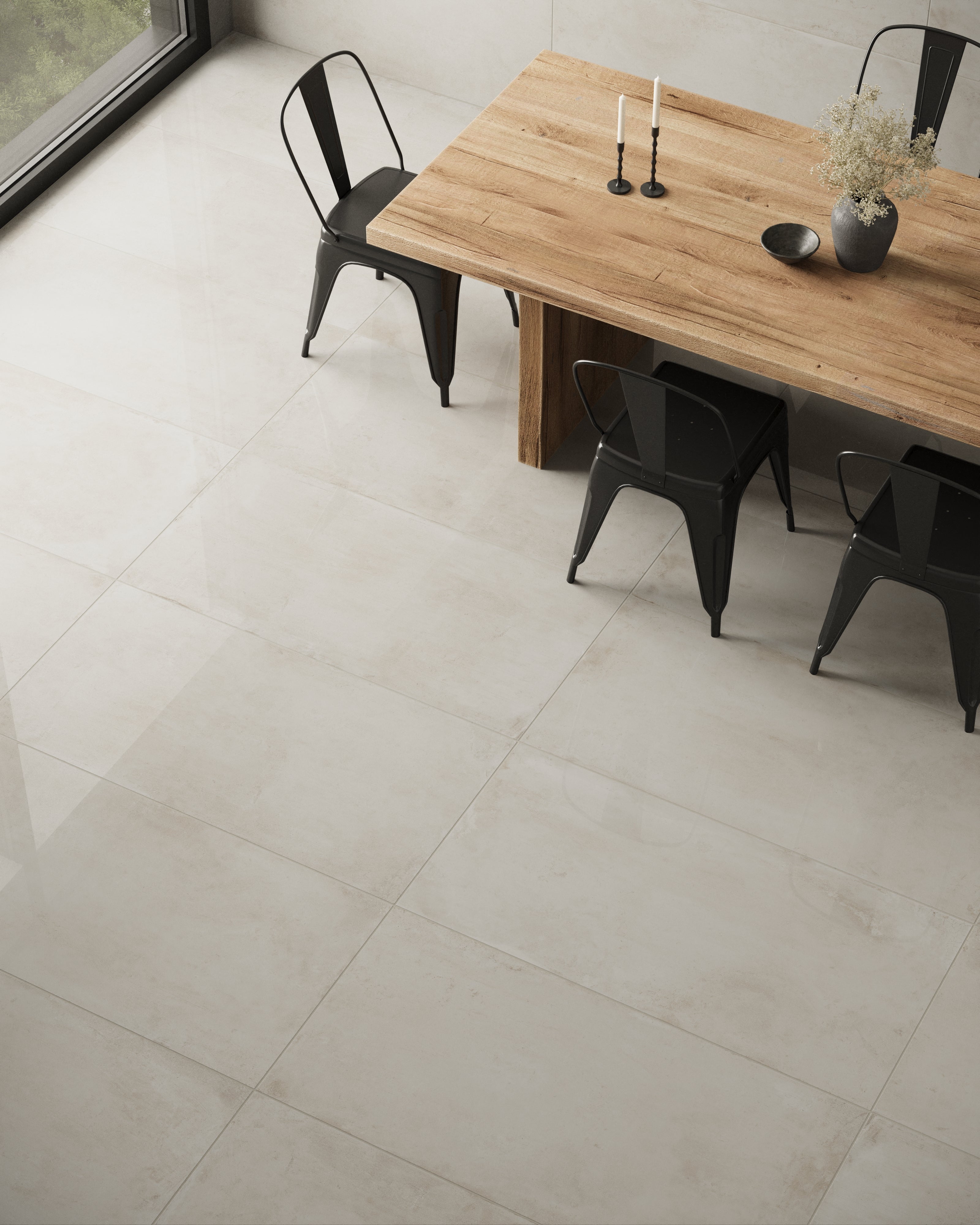 +One 24x48 Polished Porcelain Tile in Chalk