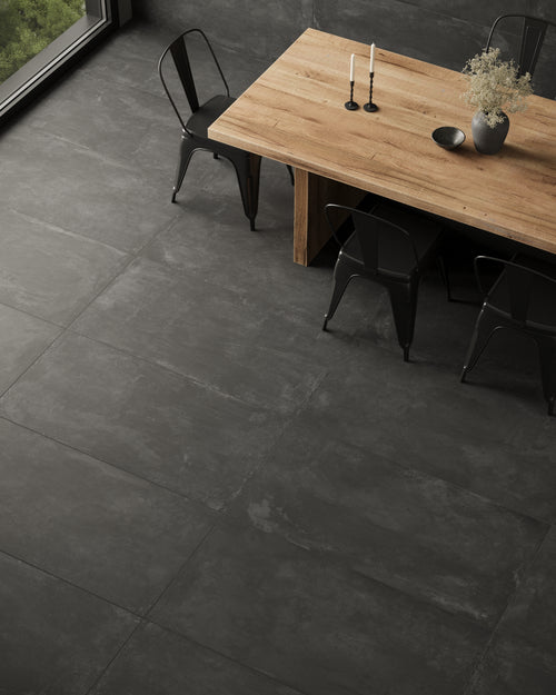 +One 24x48 Matte Porcelain Tile in Coal