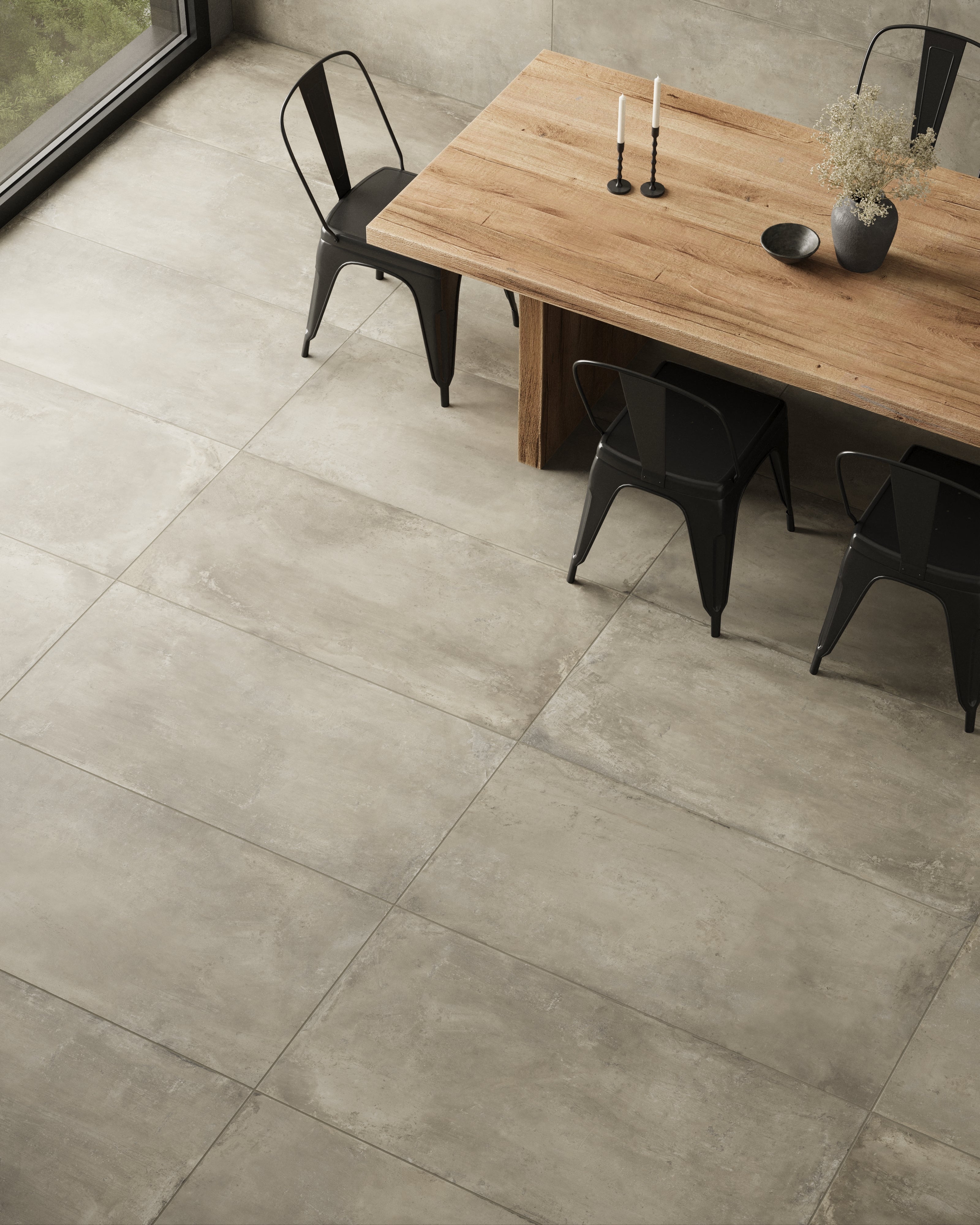 +One 24x48 Matte Porcelain Tile in Mud